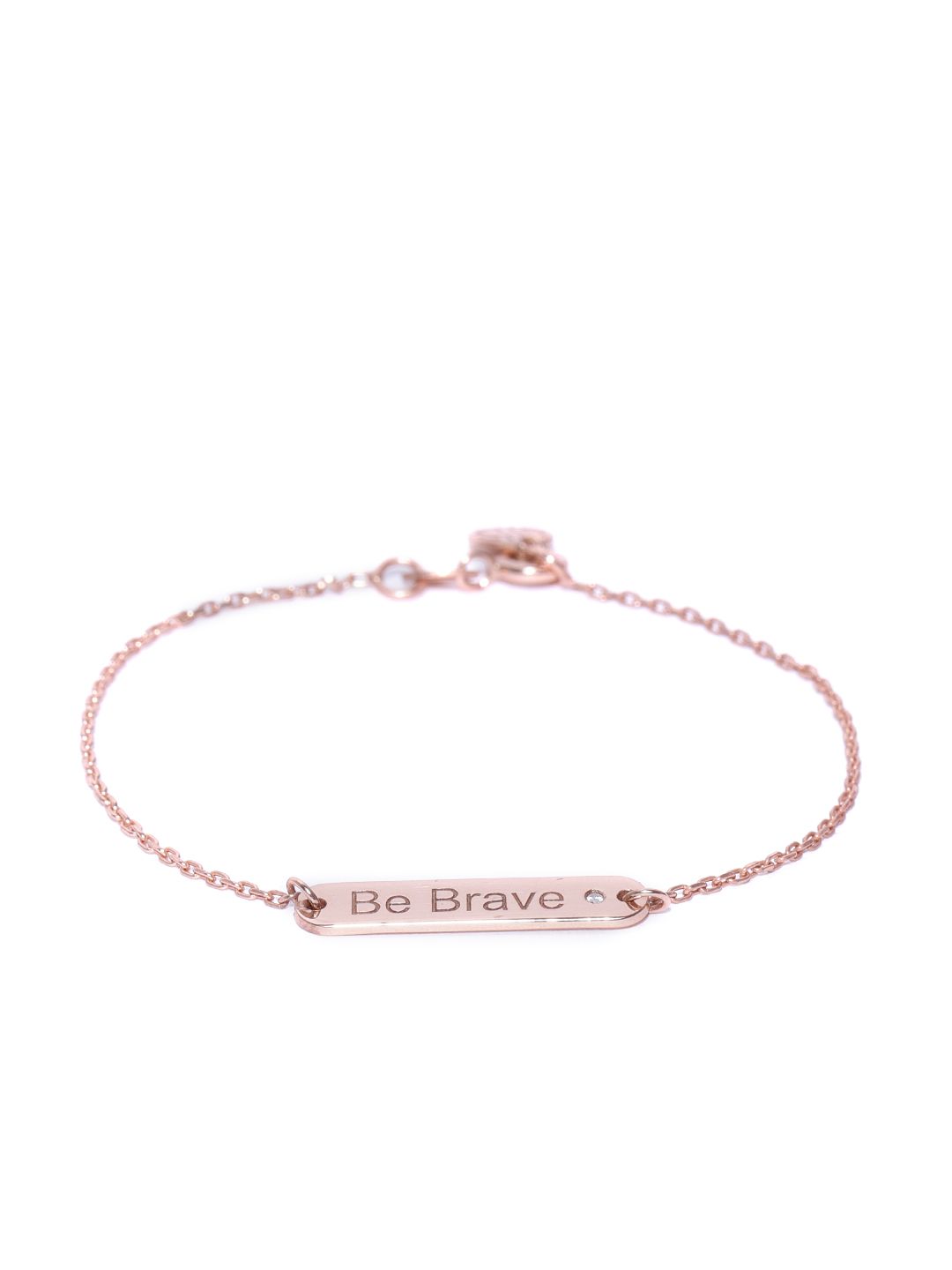 Carlton London 925 Sterling Silver Rose Gold-Plated CZ-Studded Textured Charm Bracelet Price in India
