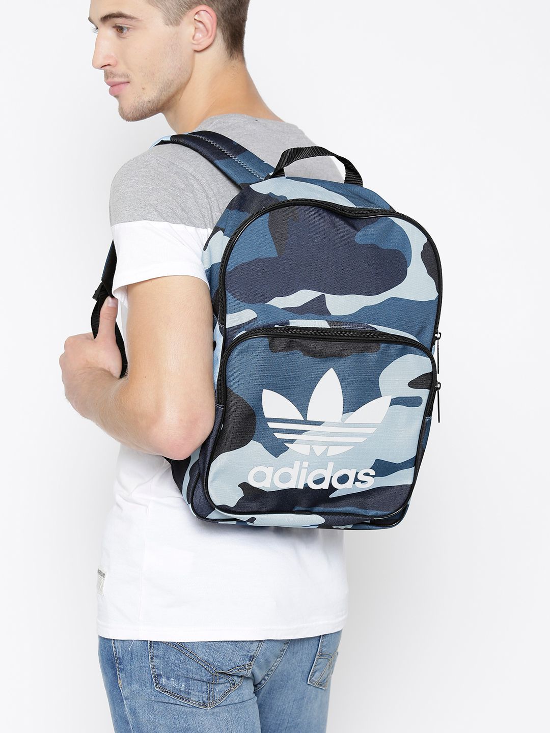 adidas blue camo classic backpack National 3.0 Front Zip Pocket And Main Compartment For Organization adidas Originals | Bags |