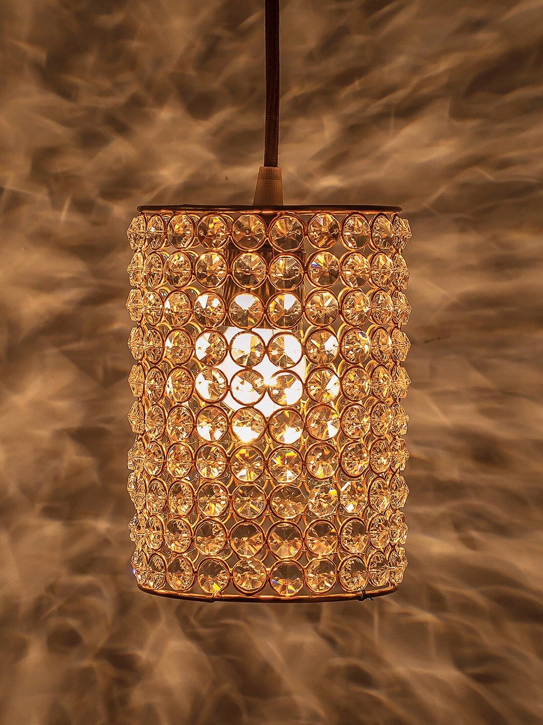 Homesake Copper-Toned Textured Handcrafted Crystal Hanging Light Price in India