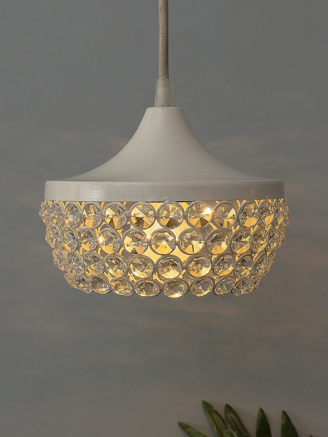 Homesake White Textured Handcrafted Crystal Hanging Light Price in India
