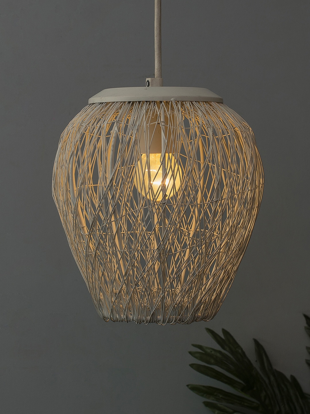 Homesake Grey Textured Steel Wire Mesh Handcrafted Pendent Lamp Price in India