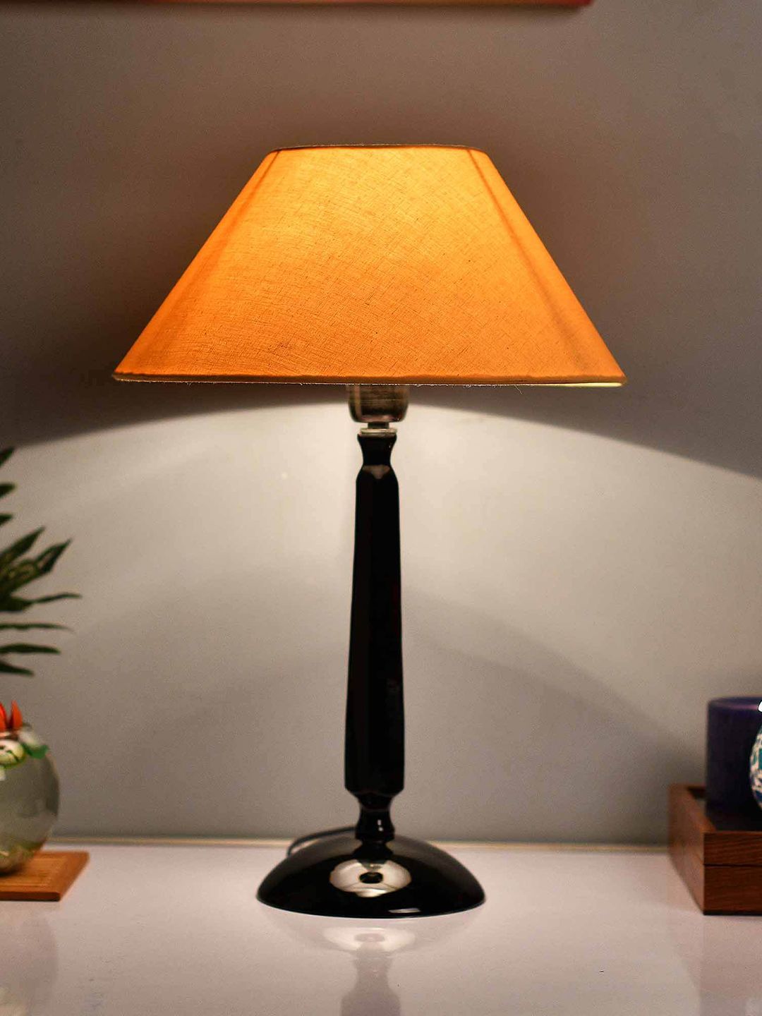 Homesake Black & Off-White Cubist Aluminium Table Lamp with Shade Price in India