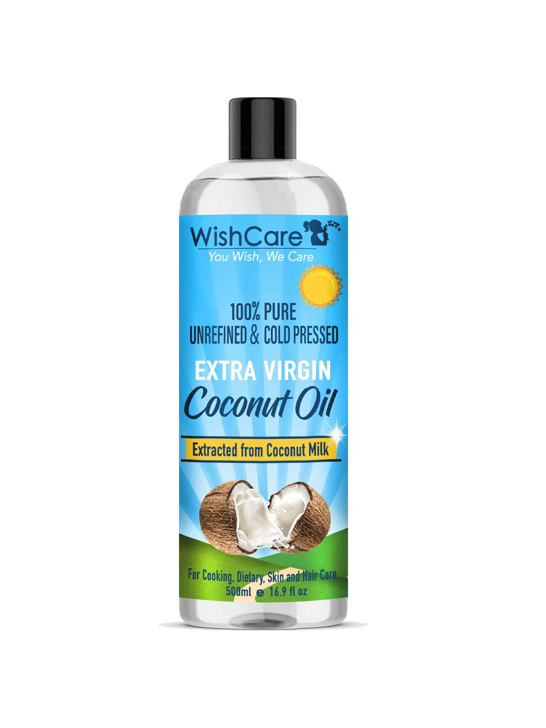 WishCare Coldpressed Extra-Virgin Coconut Oil for Hair & Skin 500 ml Price in India