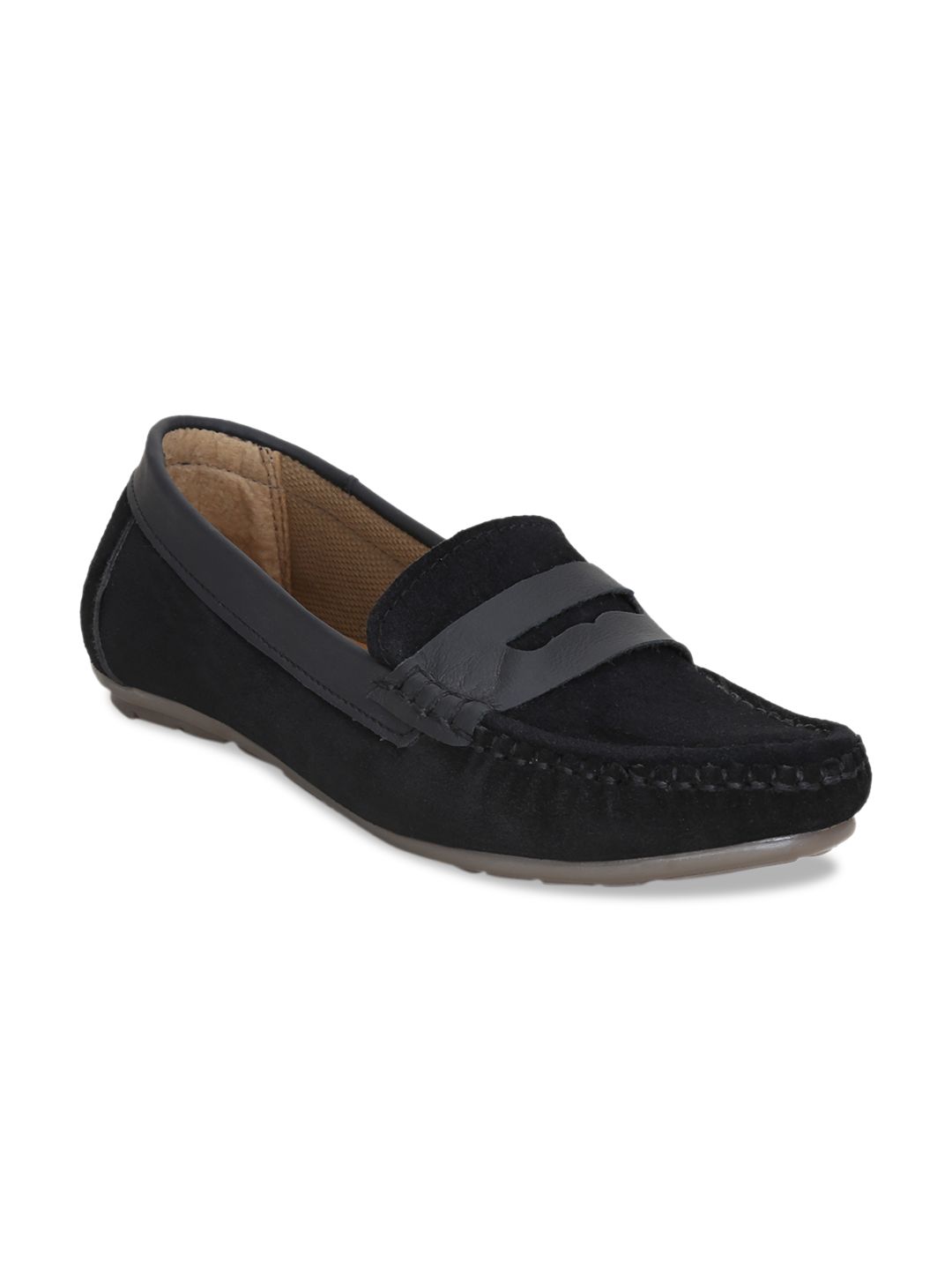 Get Glamr Women Black Suede Loafers Price in India