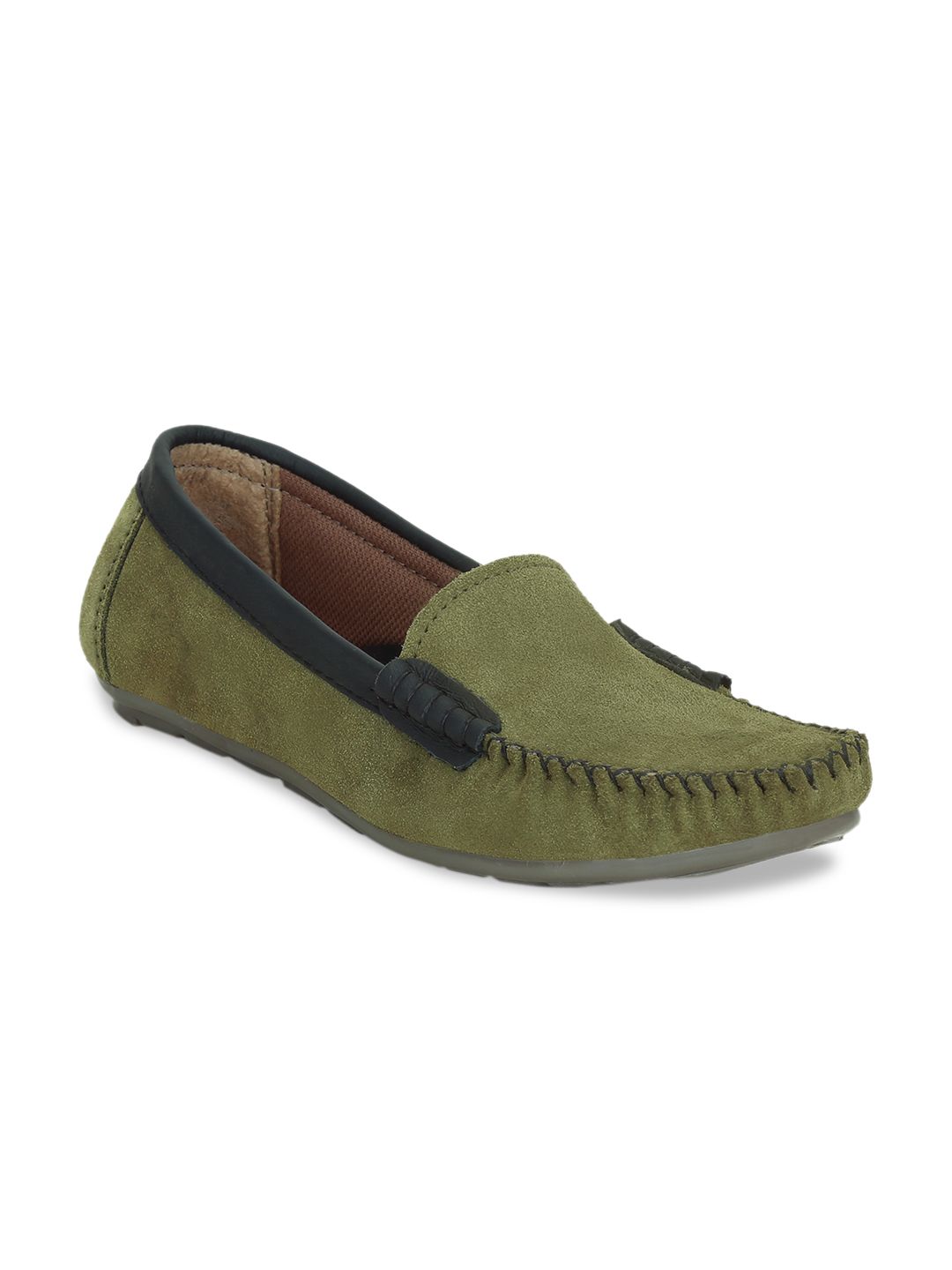 Get Glamr Women Green Suede Loafers Price in India