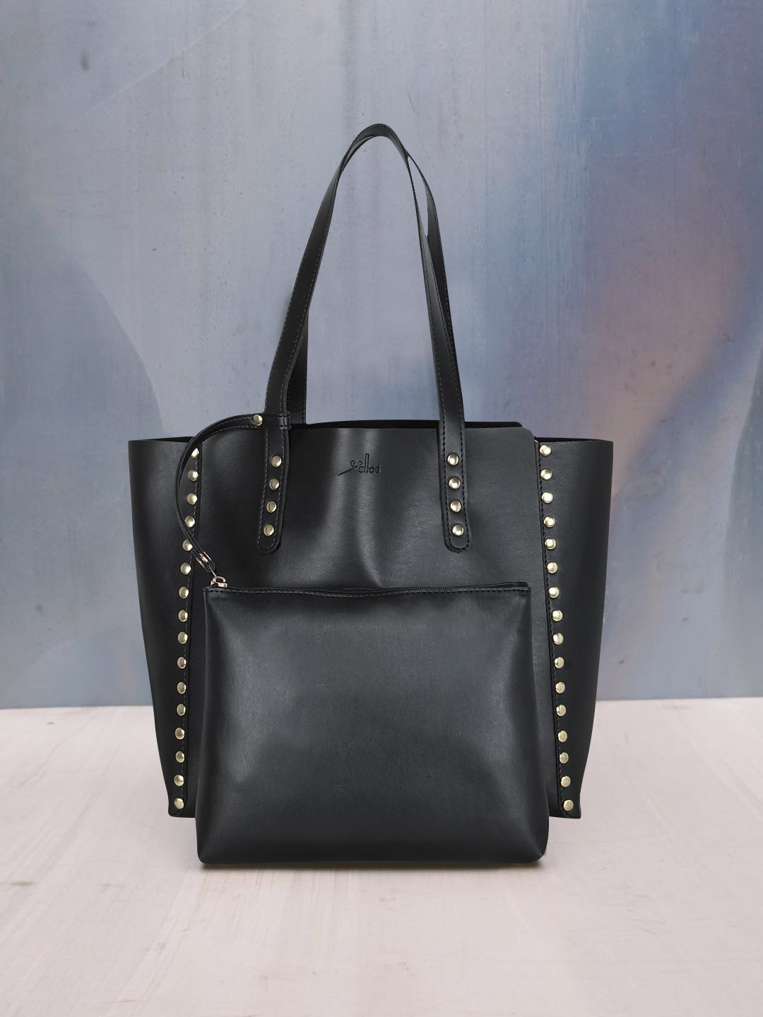 yelloe Women Black Solid Tote Bag Price in India