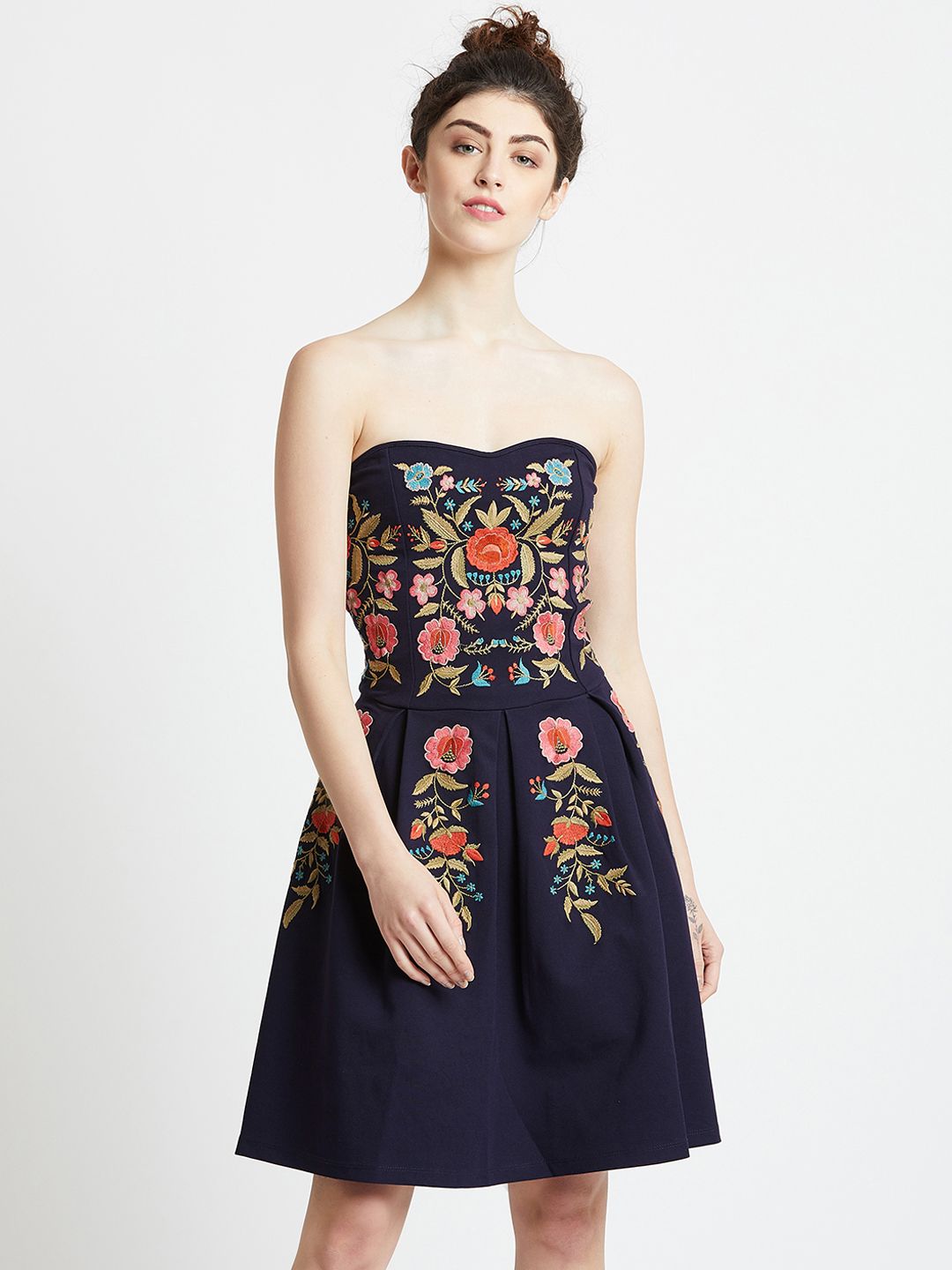Navy Blue Strapless Dresses