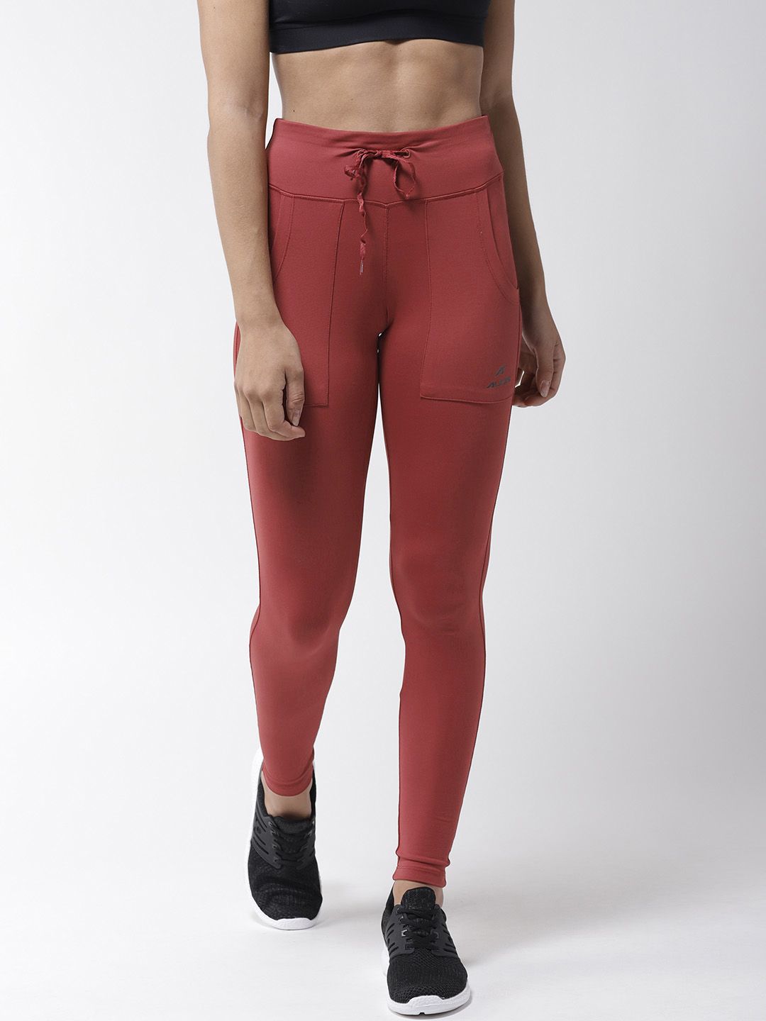 Alcis Women Rust Red Solid Tights Price in India