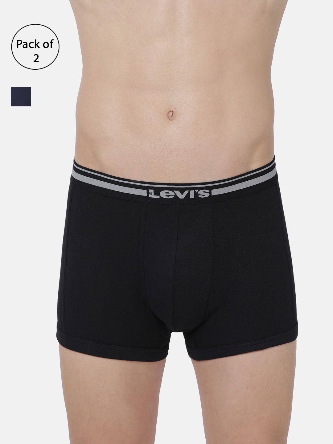 Levis Men Pack of 2 Solid Cotton Rib Ultrasoft Waistband with Shorter Length Trunk