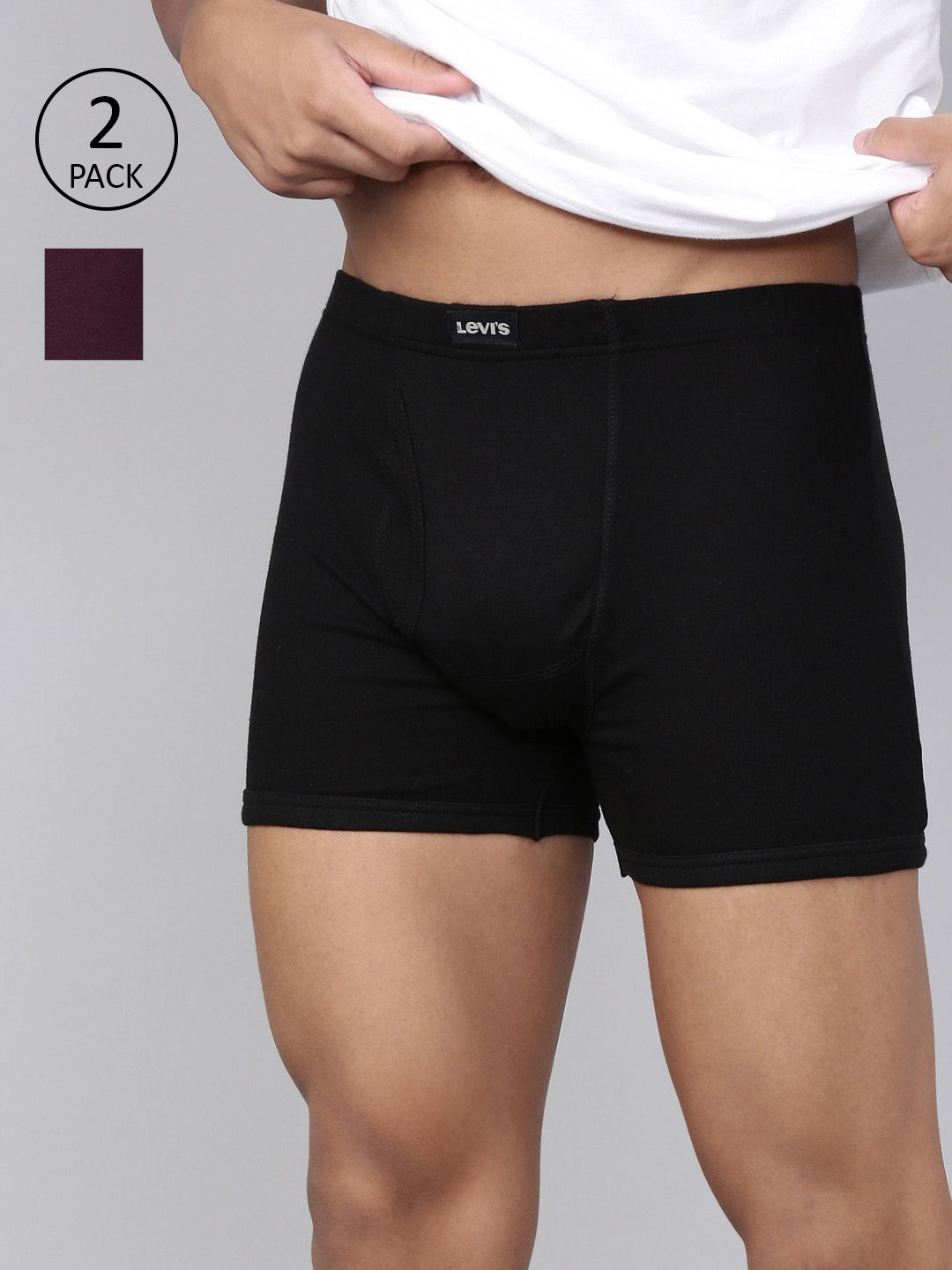 Levis Men Pack of 2 Pure Cotton Long Length Trunk with Ultrasoft Waistband