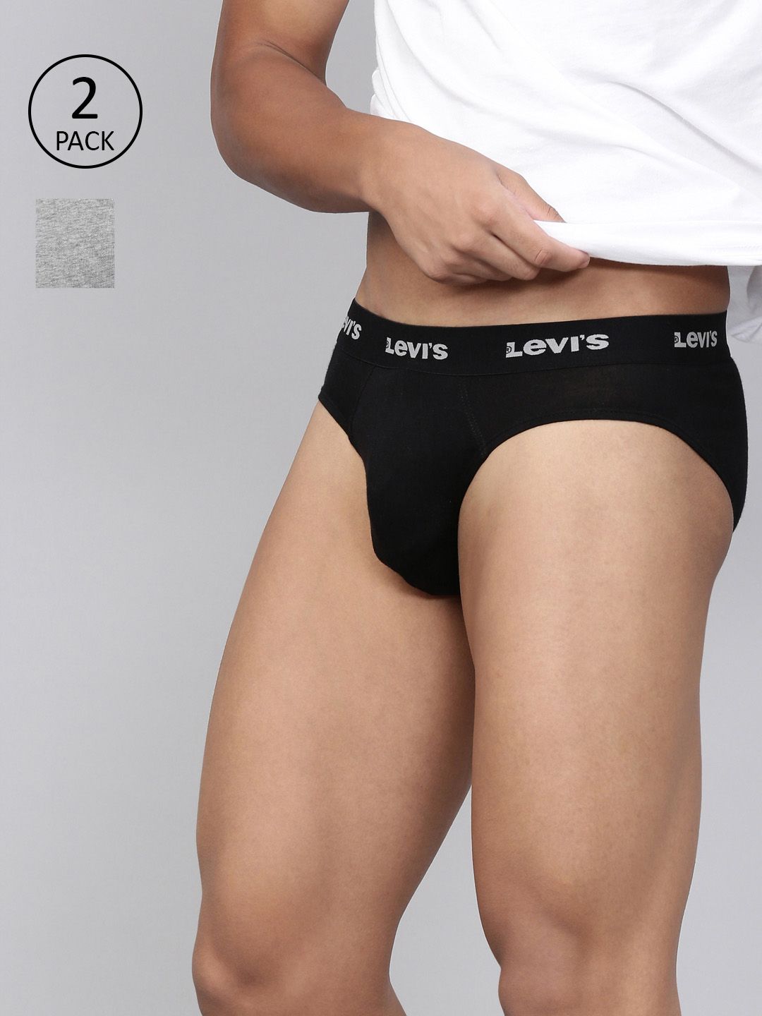Levis Men Pack of 2 Solid Cotton Ultrasoft Waistband Brief with Smartskin Technology
