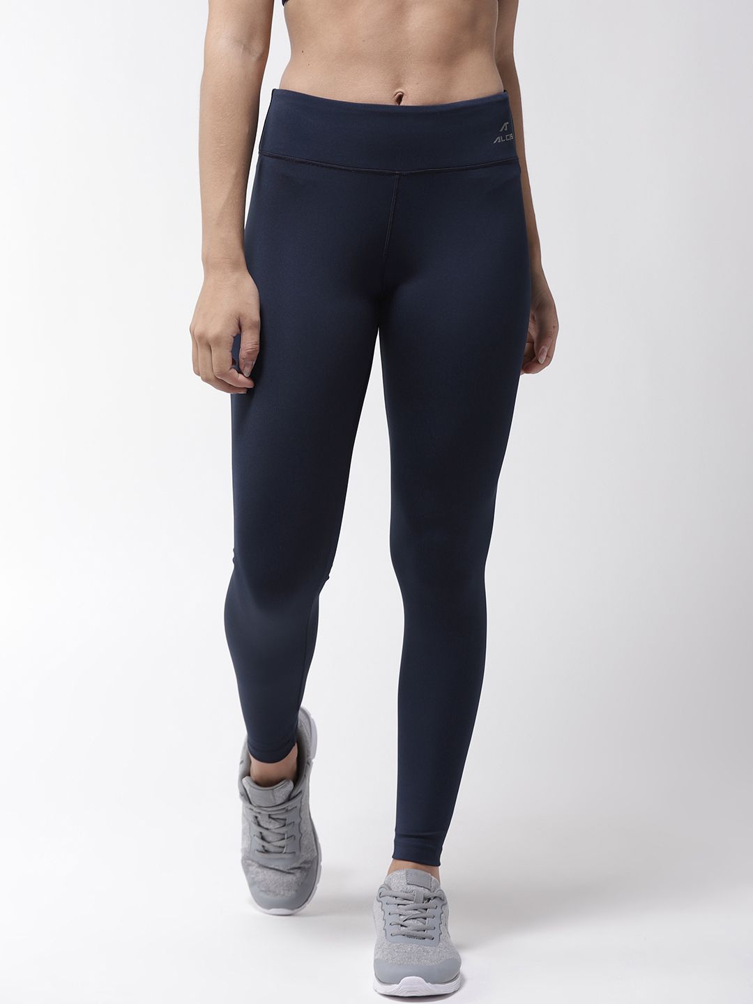 Alcis Women Navy Blue Solid Training Tights Price in India
