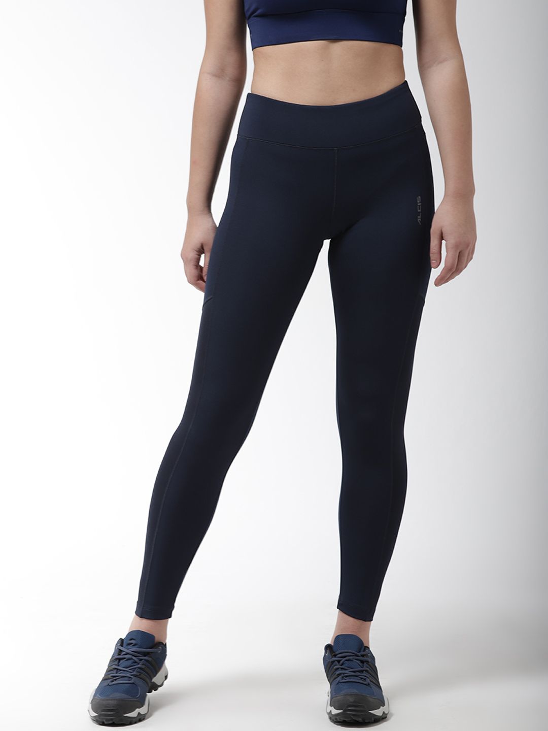 Alcis Women Navy Blue Solid Outdoor Tights Price in India