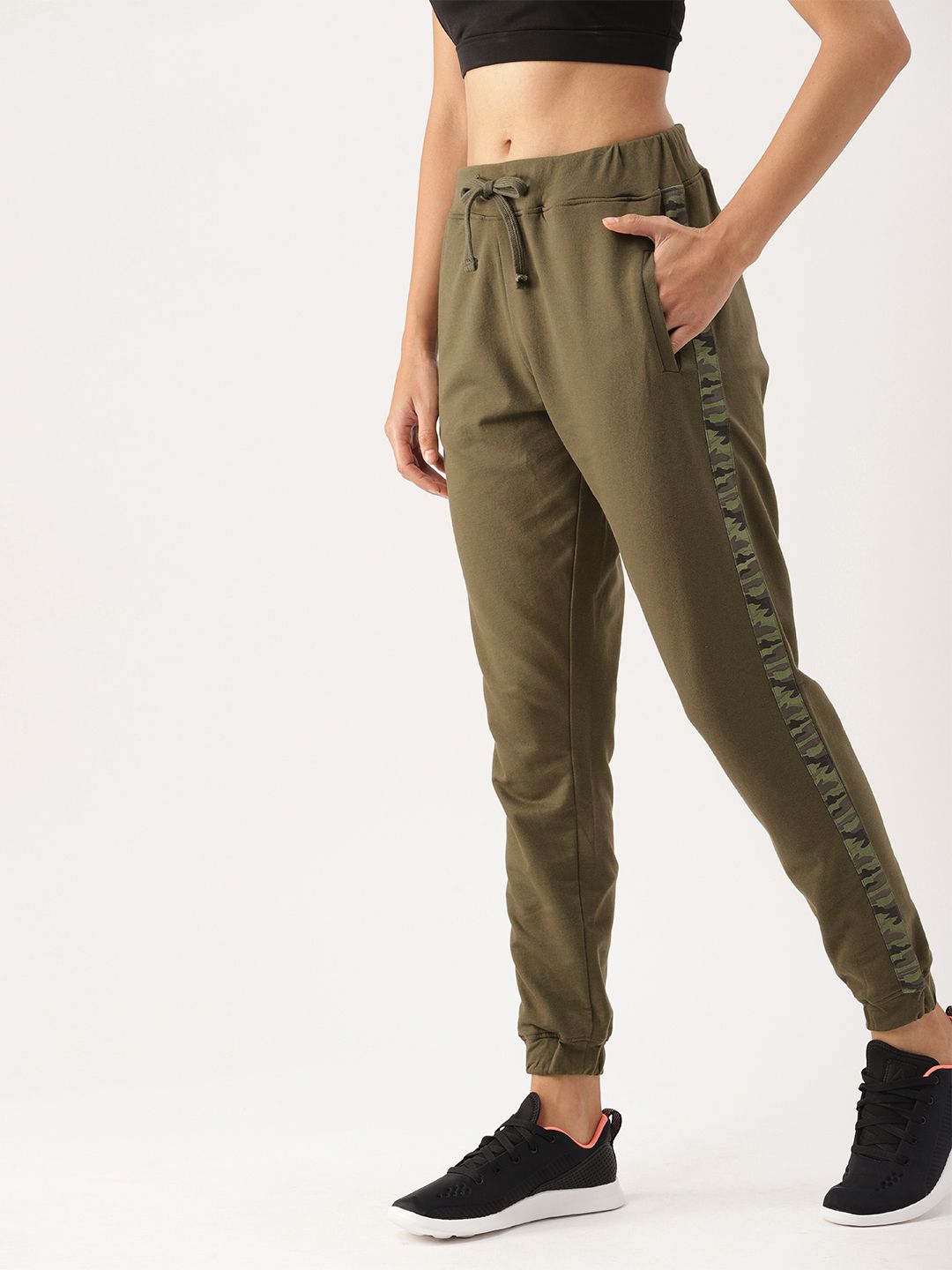 DressBerry Women Olive Green Solid Joggers Price in India