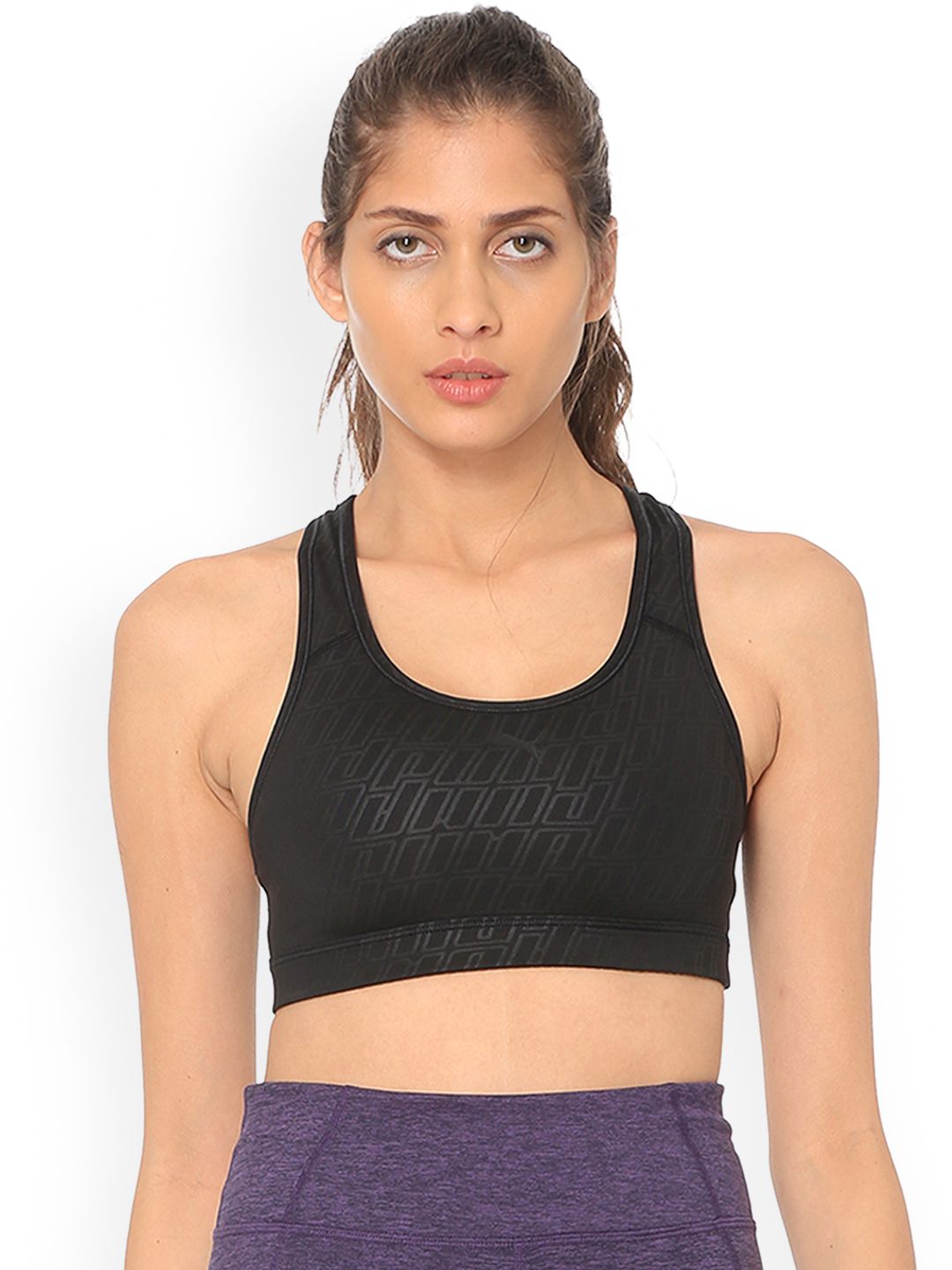 Puma Black Printed Non-Wired Lightly Padded Sports Bra 51699715 Price in India