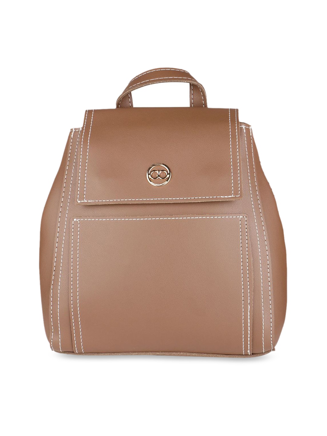GIO COLLECTION Women Brown & Black Solid Backpack Price in India