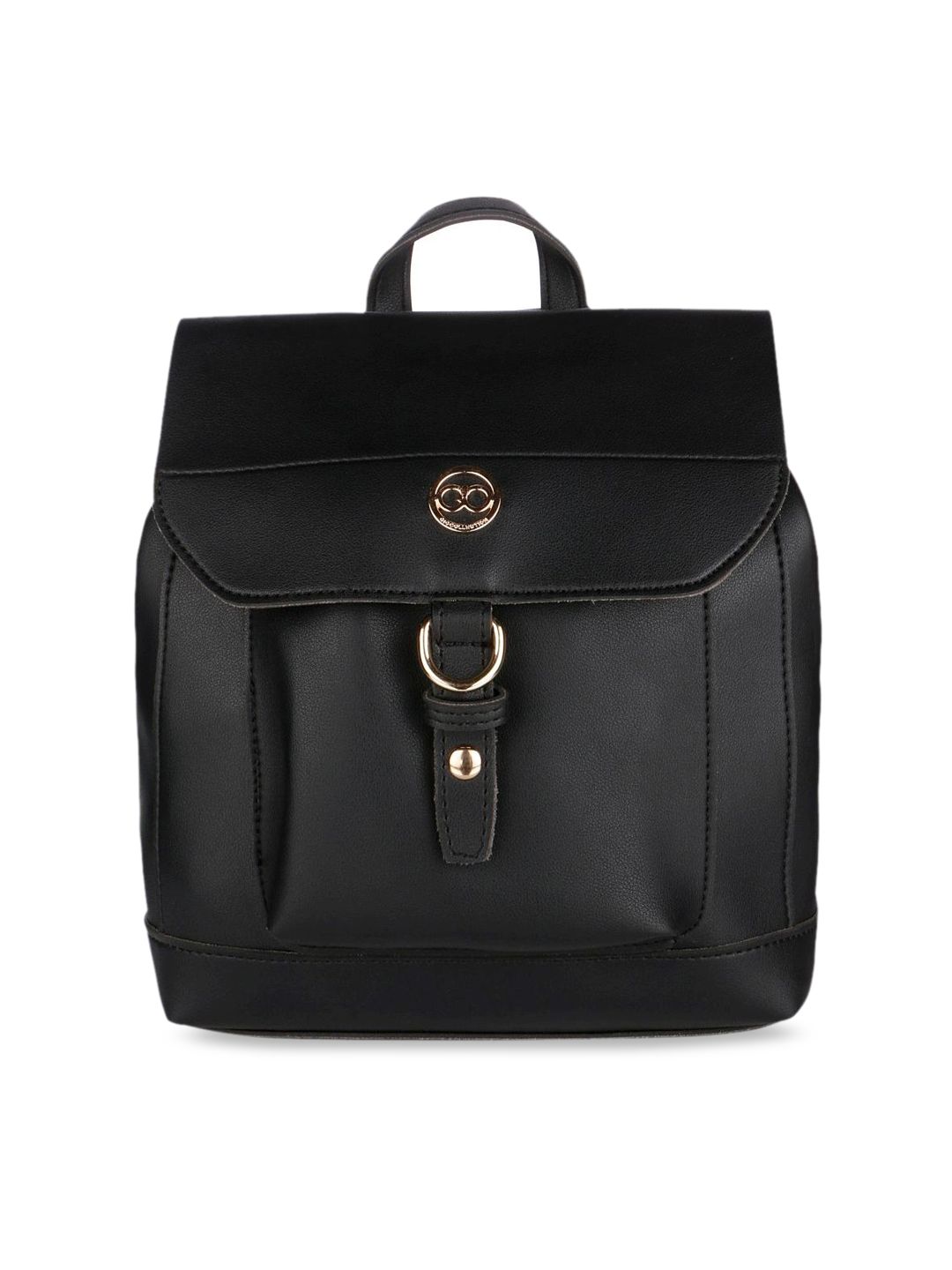 GIO COLLECTION Women Black & Beige Solid Backpack Price in India