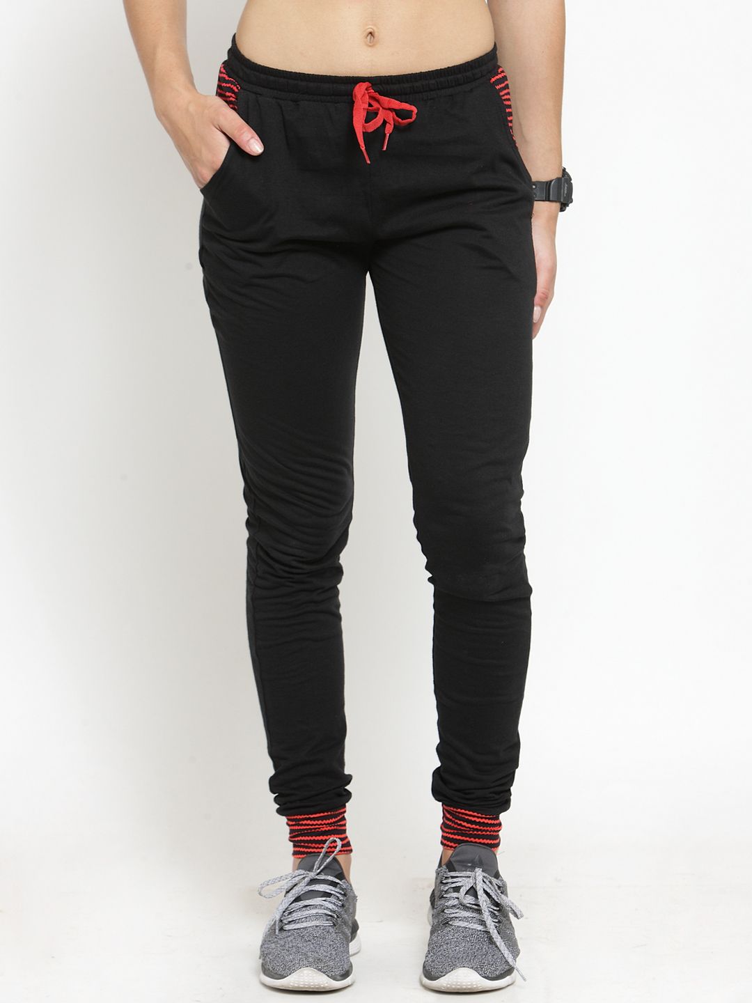 Boston Club Women Black Solid Slim-Fit Trackpant Price in India