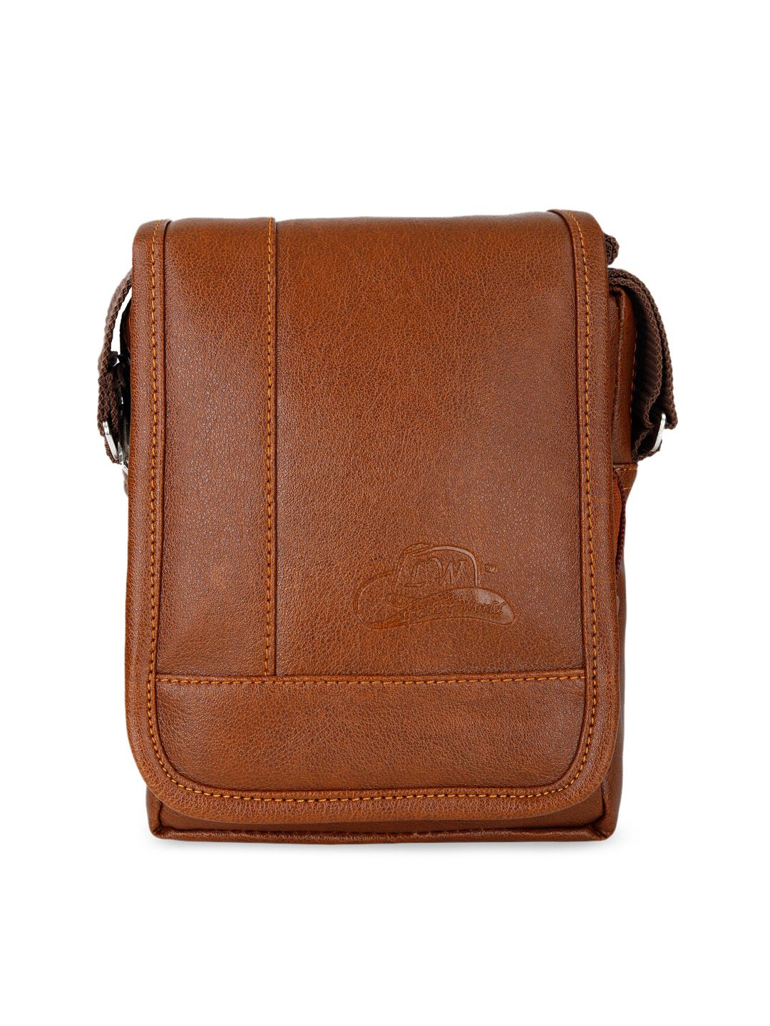 Leather World Unisex Brown Solid Sling Bag Price in India
