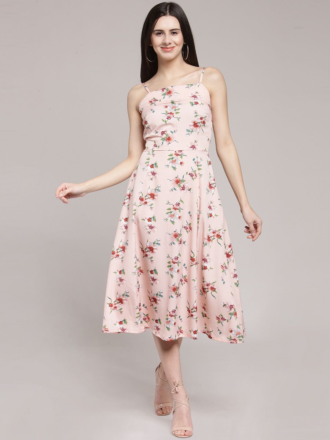 plusS Women Pink Printed Fit and Flare Dress Price in India