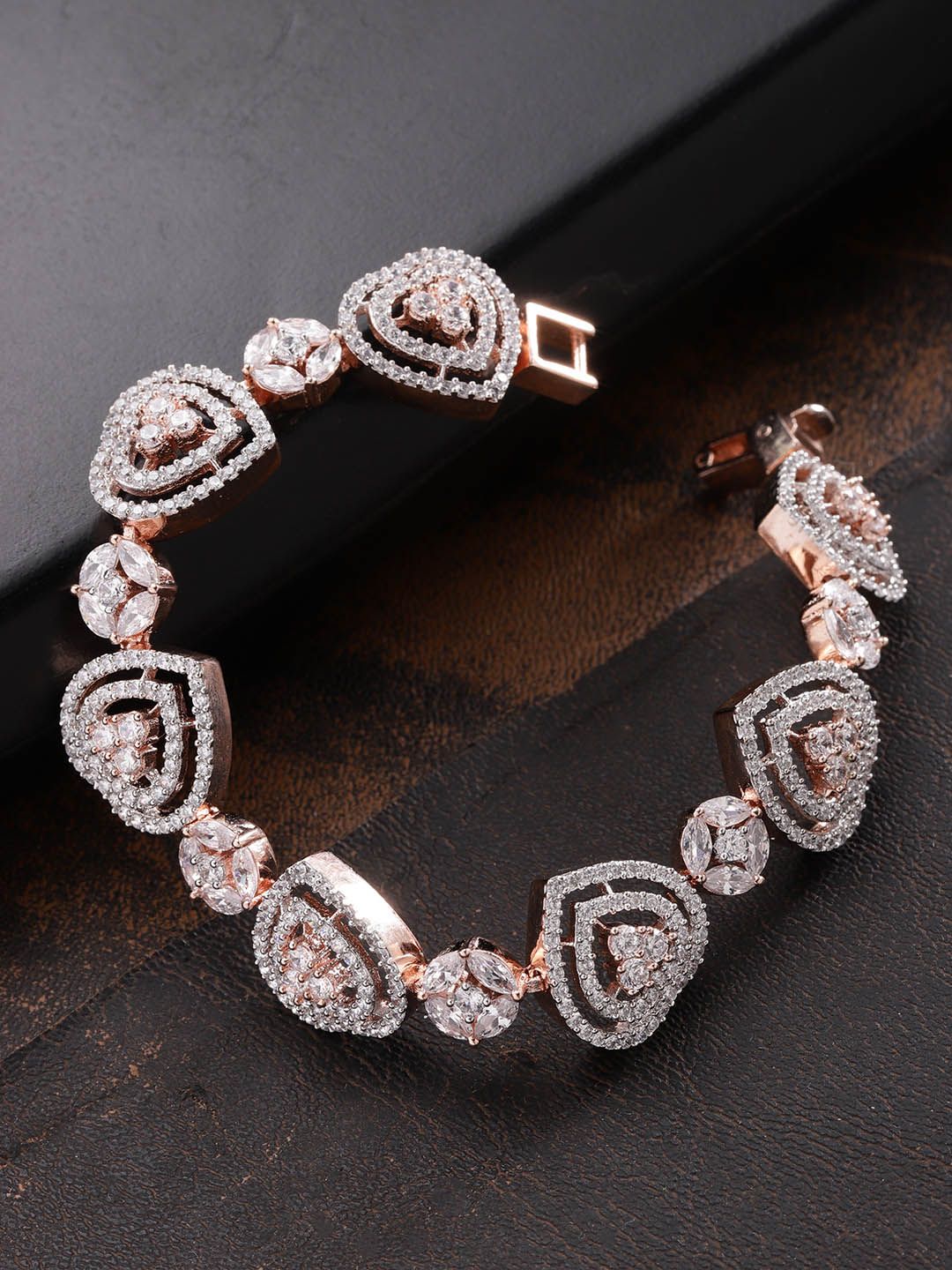 Priyaasi Rose Gold-Plated Handcrafted Link Bracelet Price in India