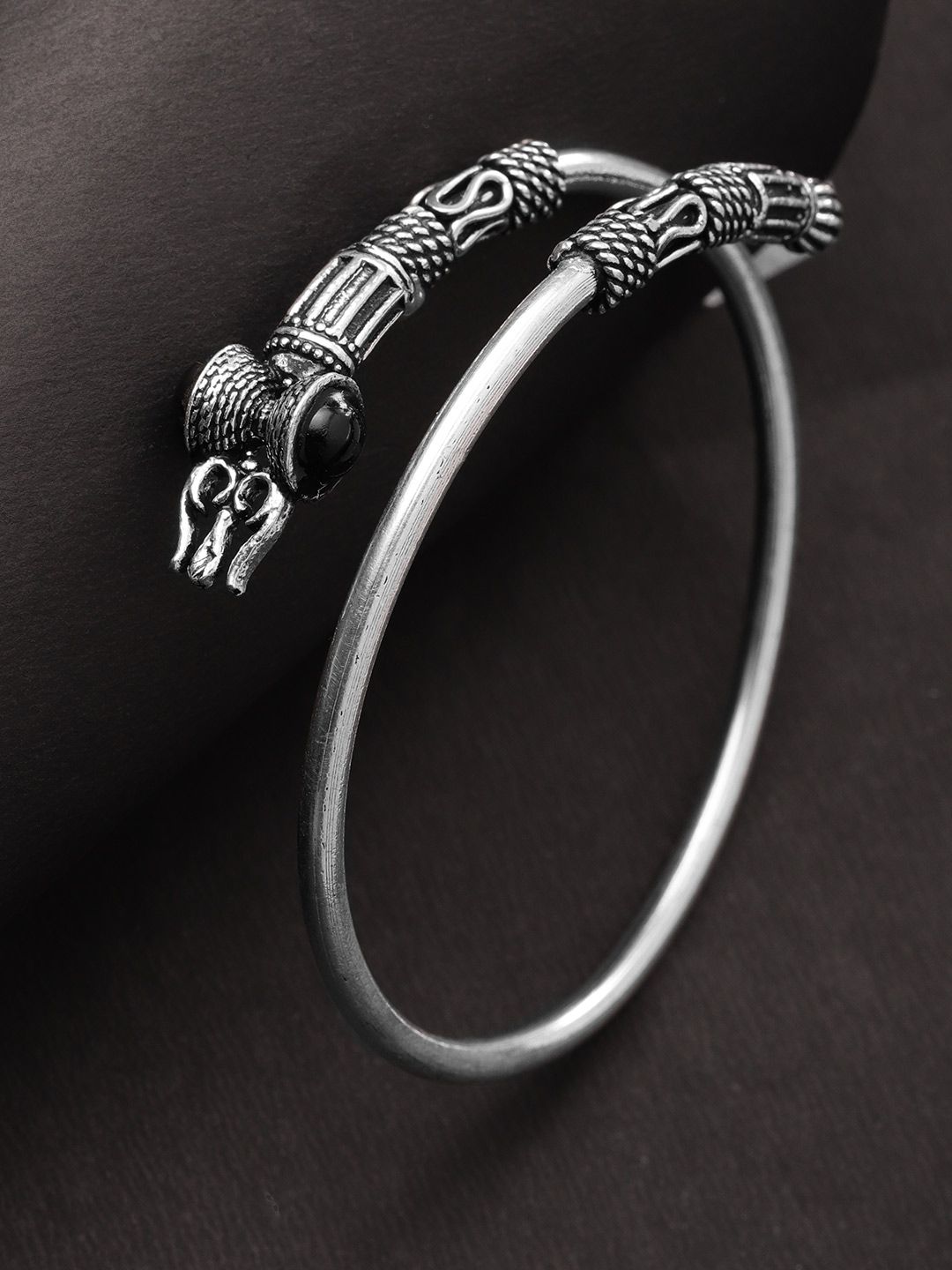 Priyaasi Black & German Silver-Plated Handcrafted Cuff Bracelet Price in India
