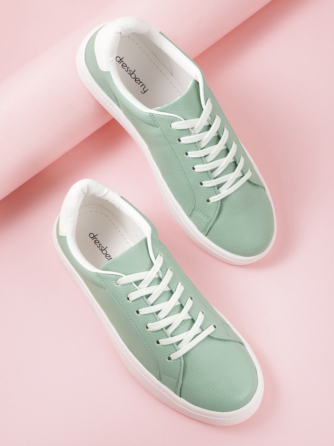 DressBerry Women Mint Green Solid Sneakers Price in India