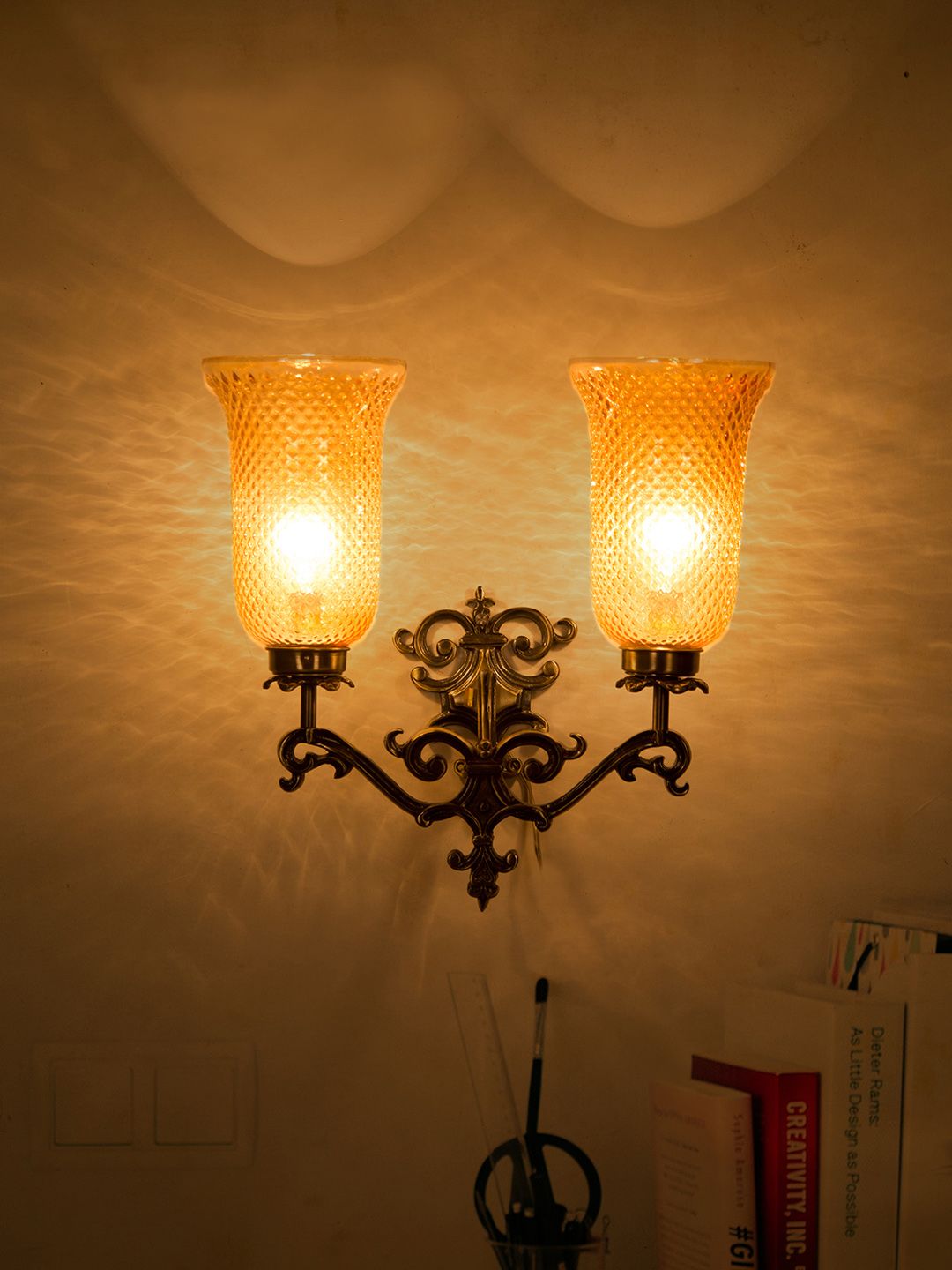 Fos Lighting Spanish Antique Finished Lustrous Wallchiere Price in India