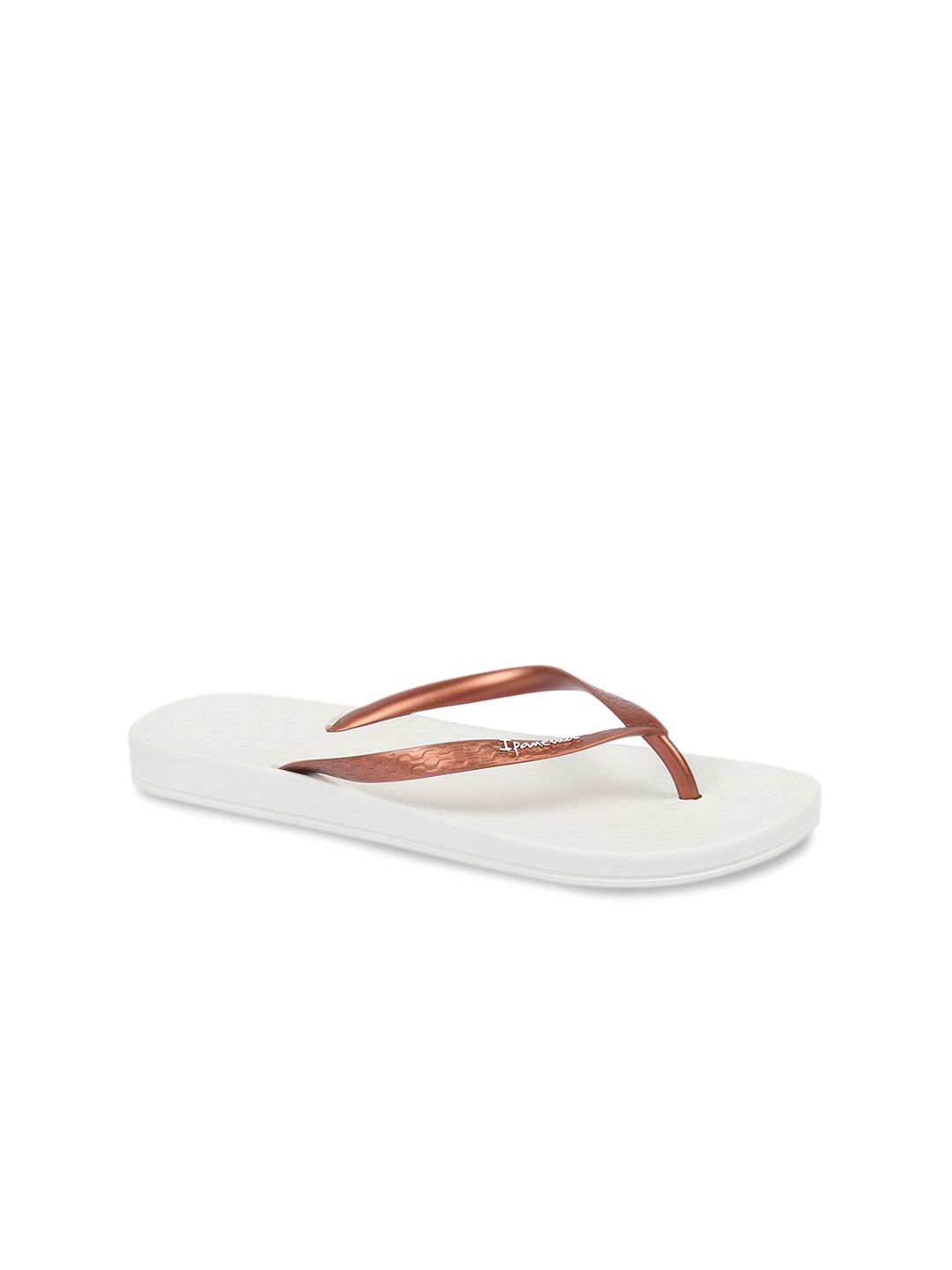 iPanema Women Copper-Toned & White Textured Thong Flip-Flops Price in India