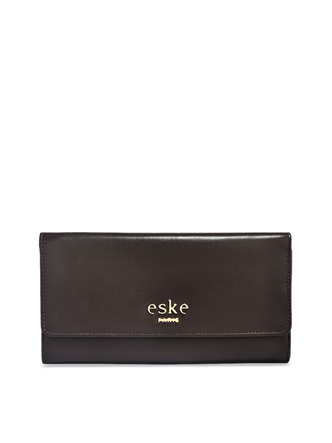 Eske Women Black Solid Three Fold Leather Wallet Price in India