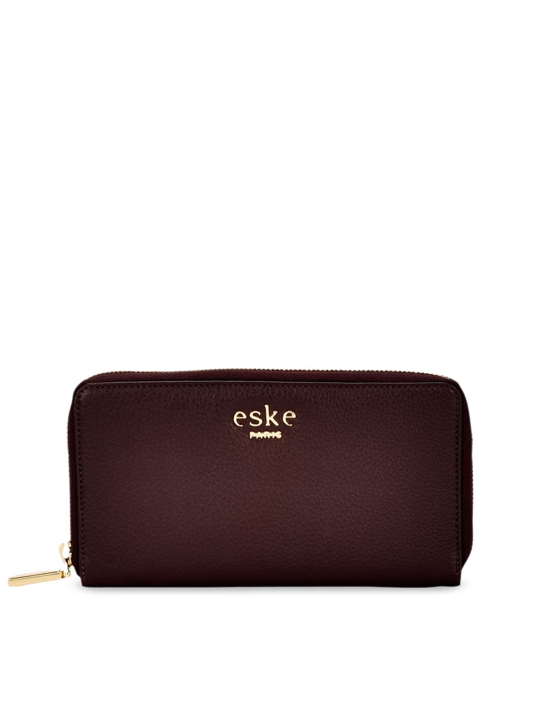 Eske Women Magenta Solid Zip Around Leather Wallet Price in India