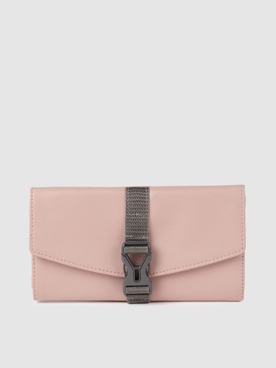 Baggit Women Pink Solid Three Fold Wallet Price in India