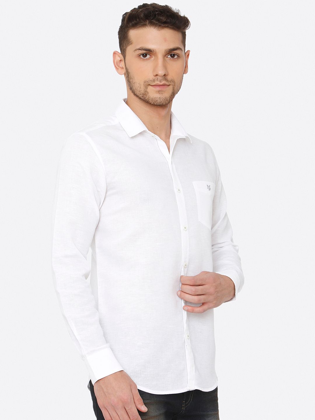 Buy Mufti Men White Slim Fit Solid Casual Shirt - Shirts for Men