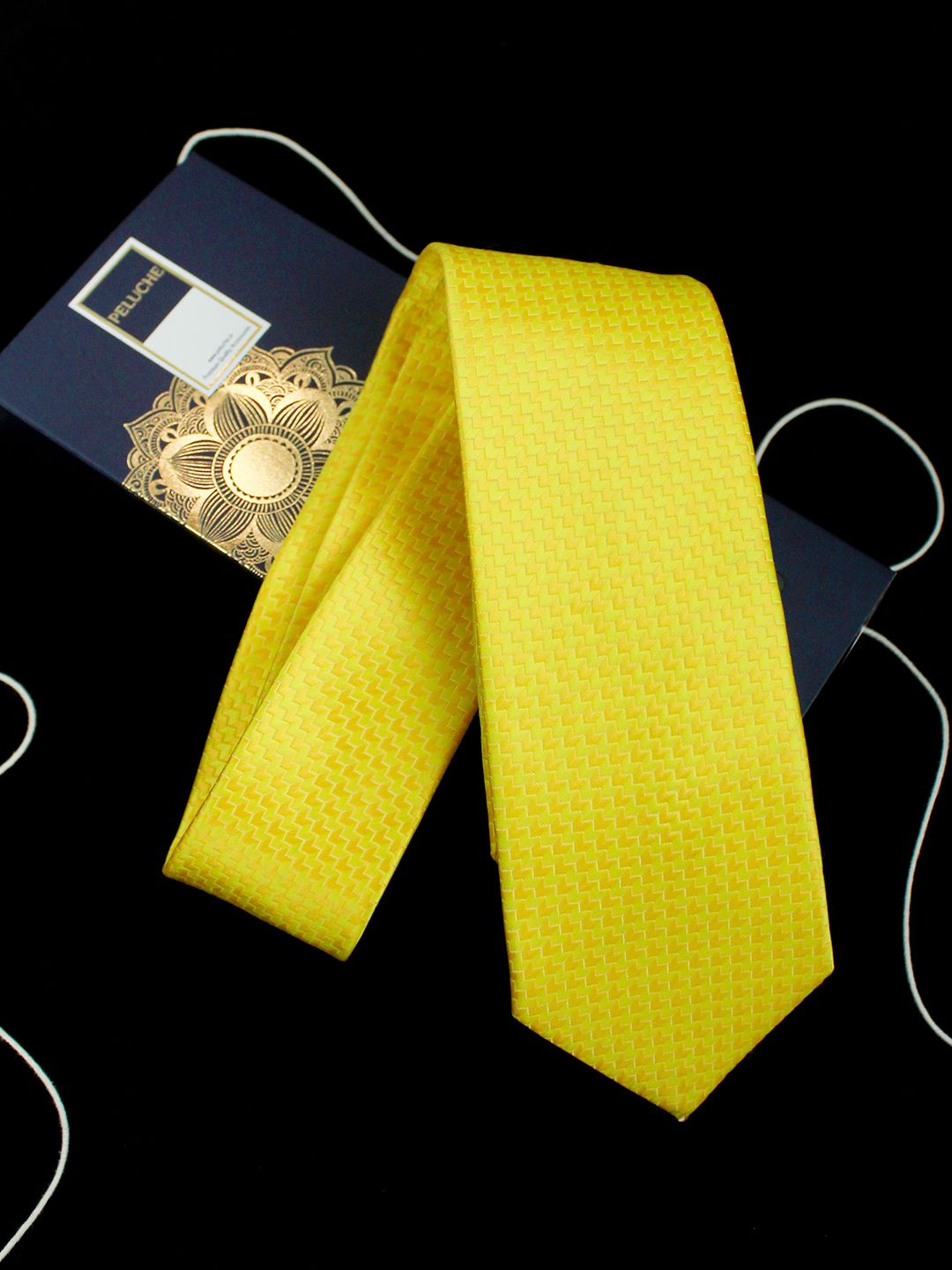 PELUCHE Yellow Woven Design Broad Tie