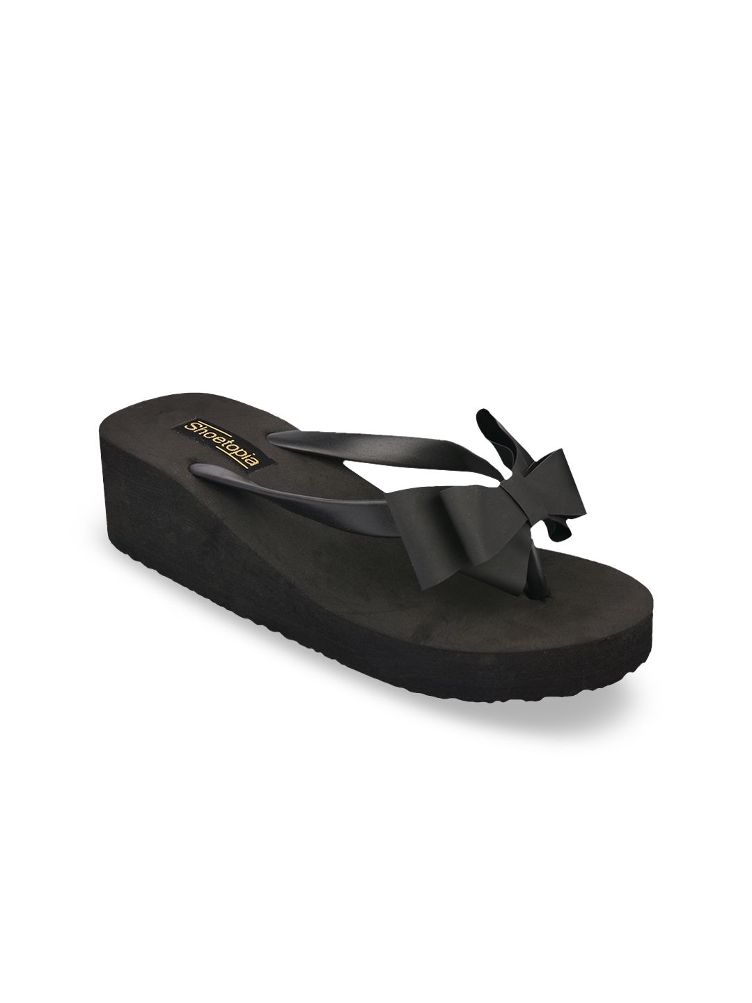 Shoetopia Women Black Solid Thong Flip-Flops Price in India