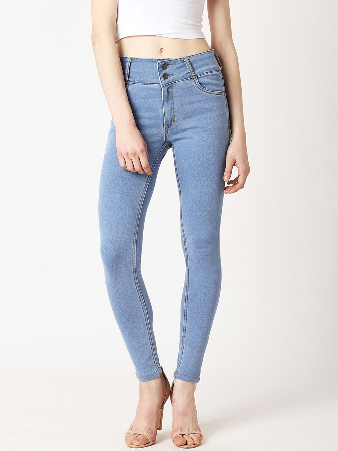 Miss Chase Women Blue Skinny Fit High-Rise Clean Look Jeans