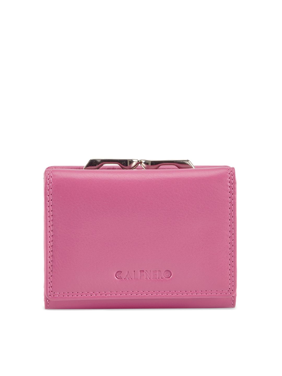 CALFNERO Women Pink Solid Two Fold Wallet Price in India