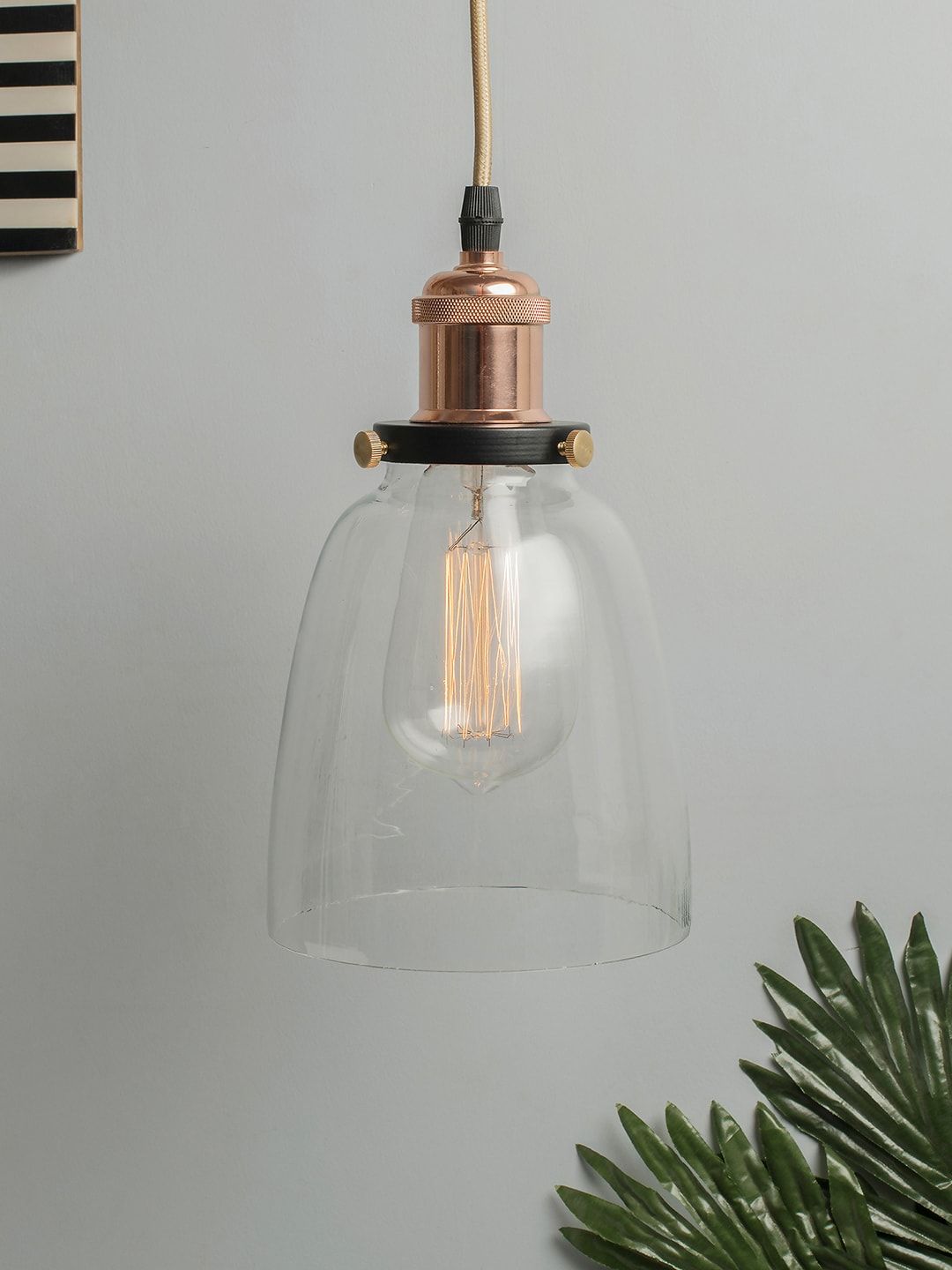 Homesake Transparent Solid Bell-Shaped Glass Handcrafted Hanging Light Price in India