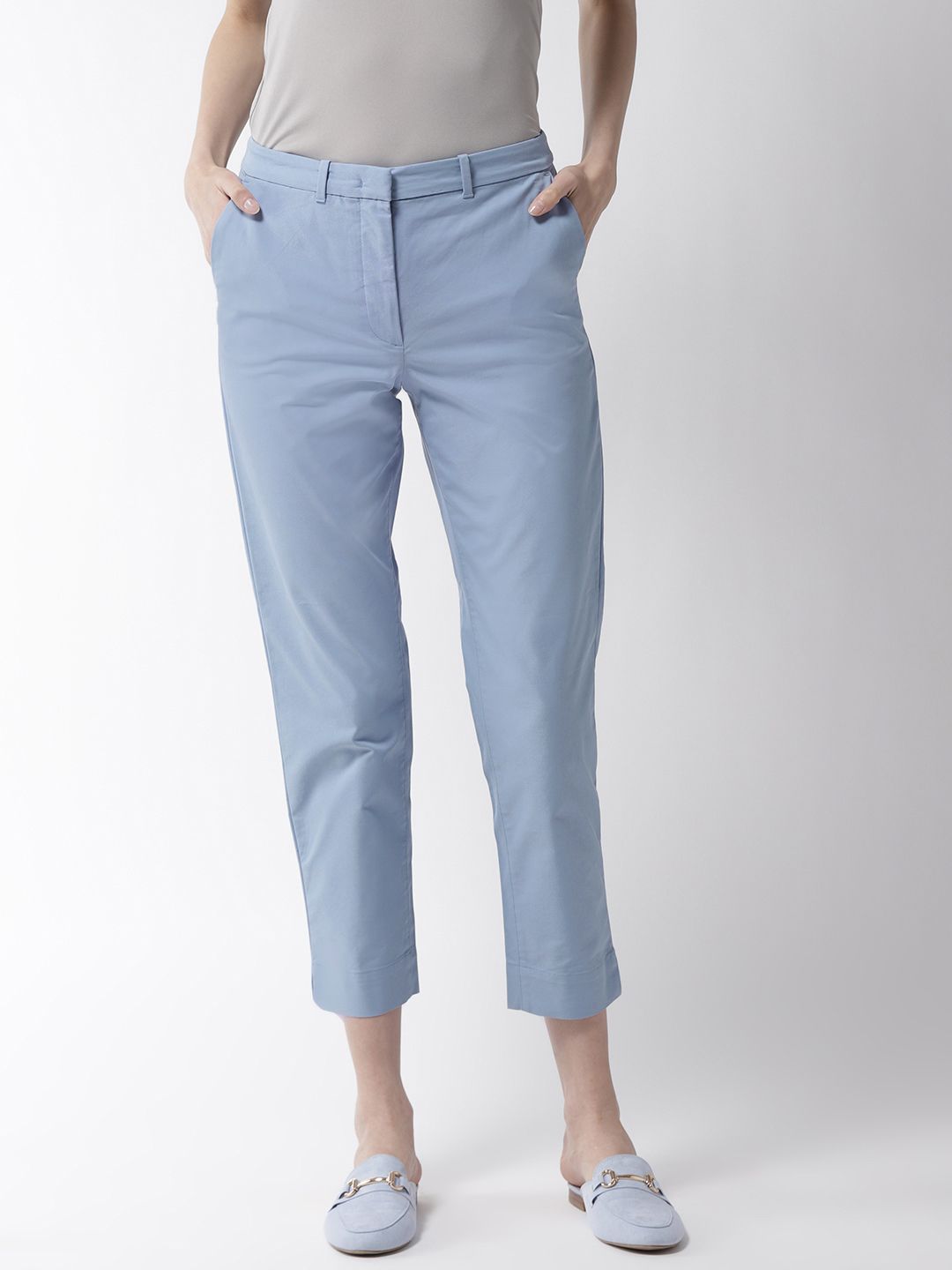 Marks & Spencer Women Blue Regular Fit Cropped Chinos