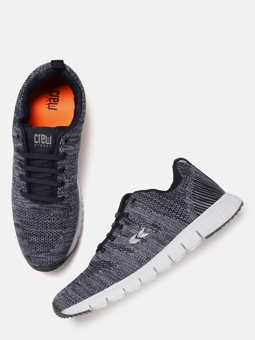 Crew STREET Men Navy Blue Woven Design Running Shoes