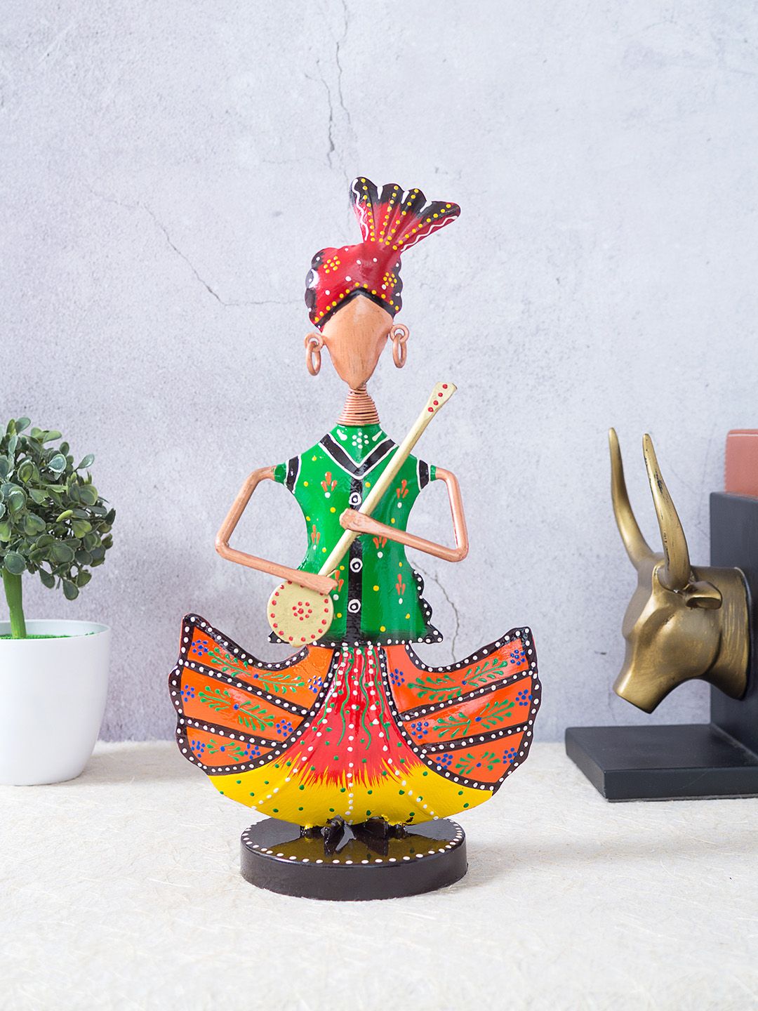 Golden Peacock Multicoloured Handcrafted Musicians Showpiece Price in India