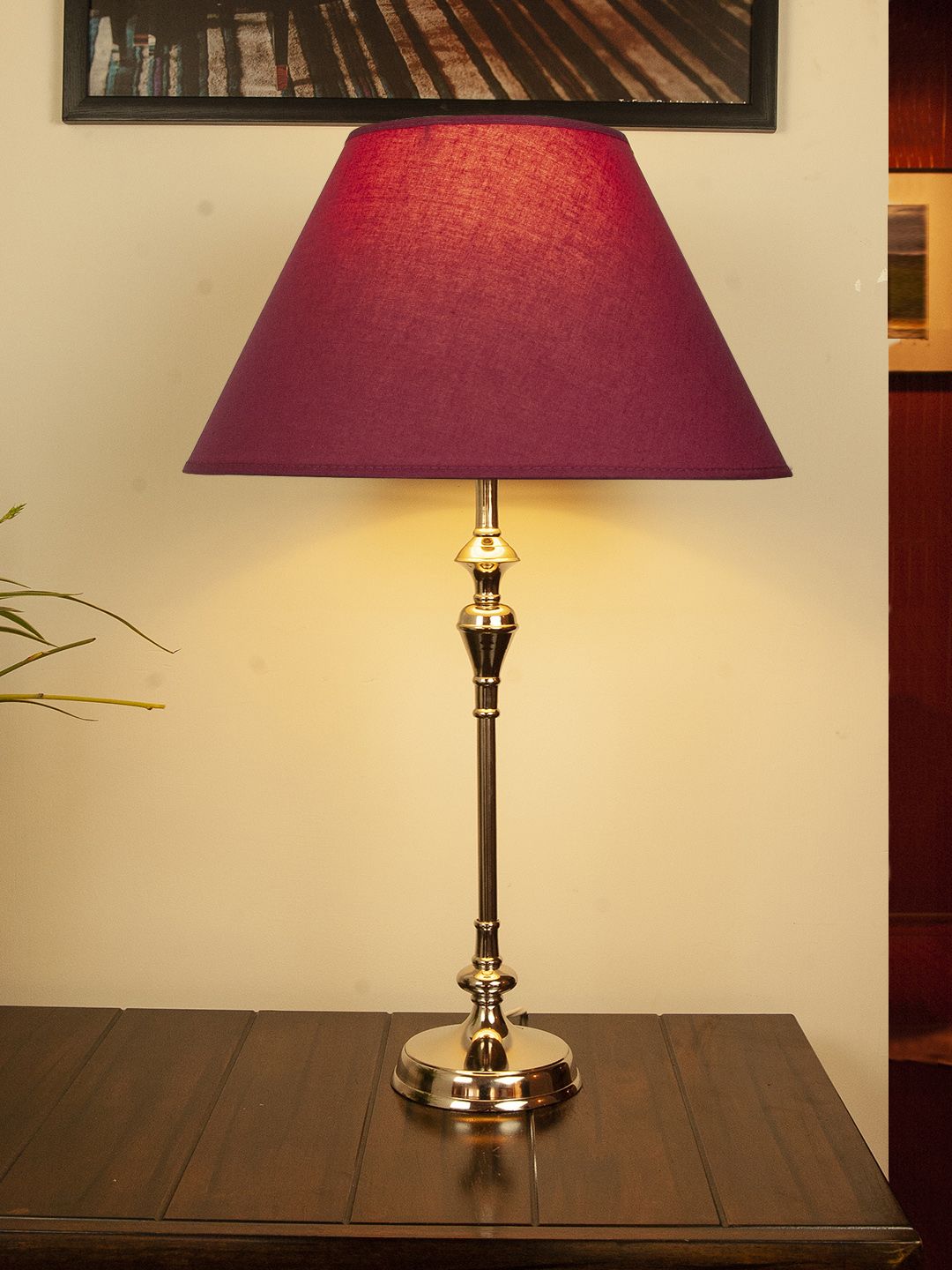 THE LIGHT STORE Silver-Toned Self Design Bedside Standard Table Lamp with Shade Price in India