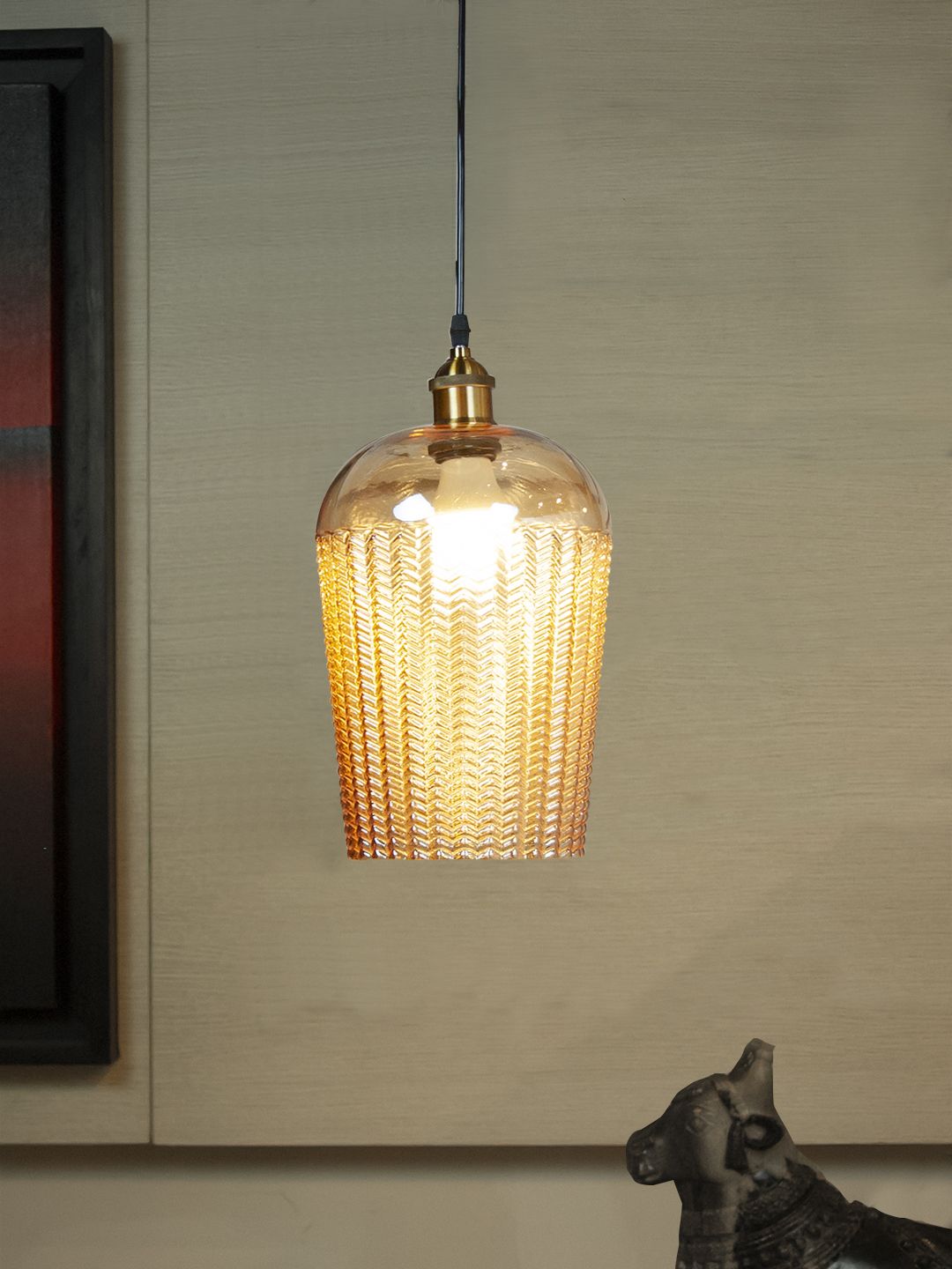 THE LIGHT STORE Gold-Toned Self Design Pendant Hanging Light Price in India