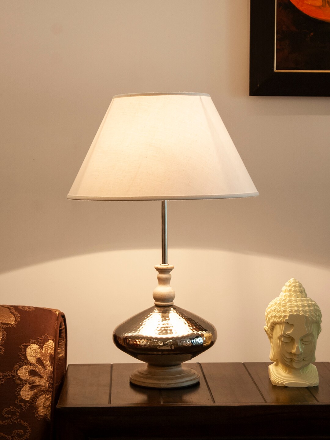 THE LIGHT STORE White Solid Bedside Standard Table Lamp with Shade Price in India