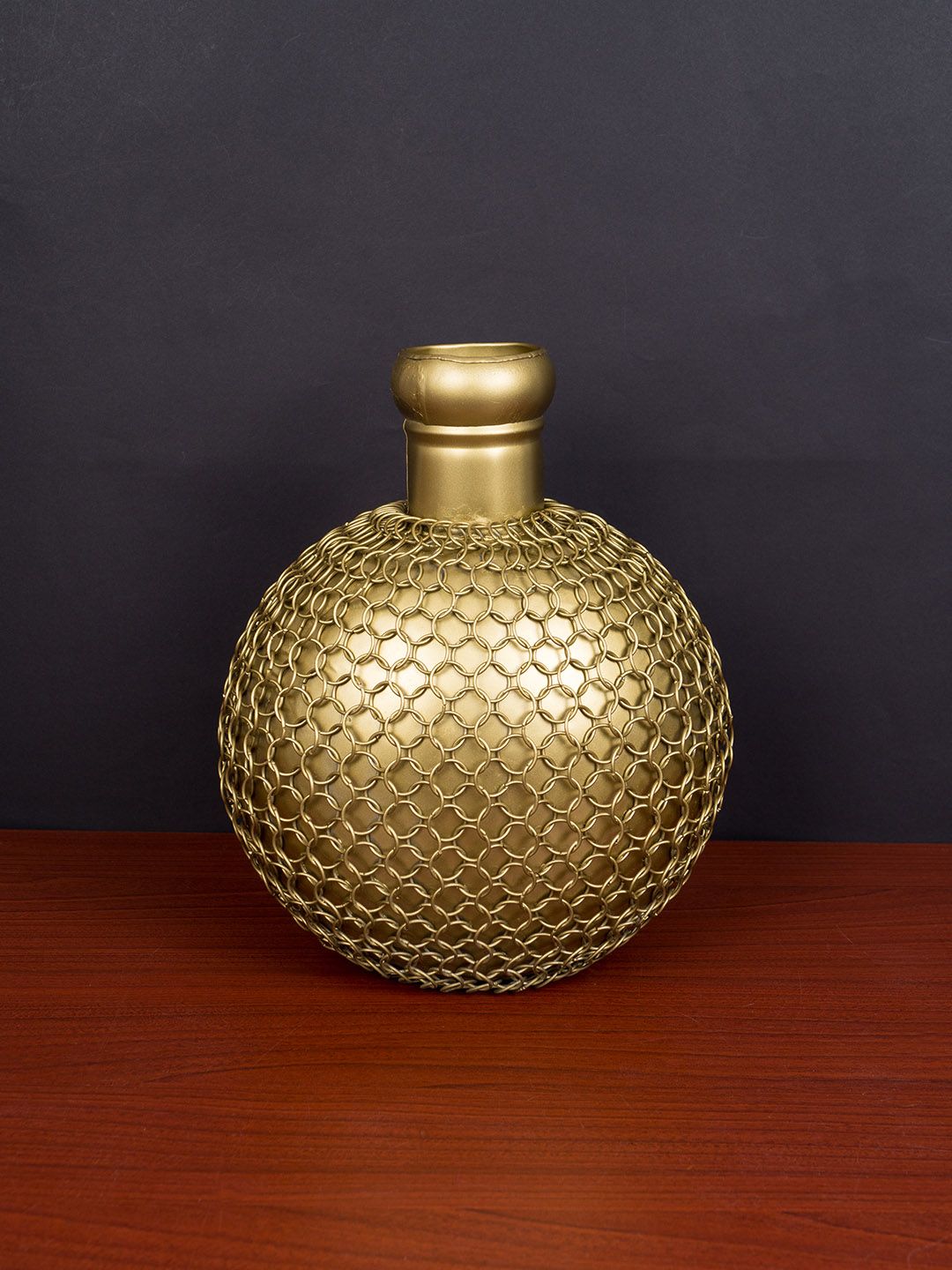 Golden Peacock Gold-Toned Handcrafted Small Pot Showpiece Price in India