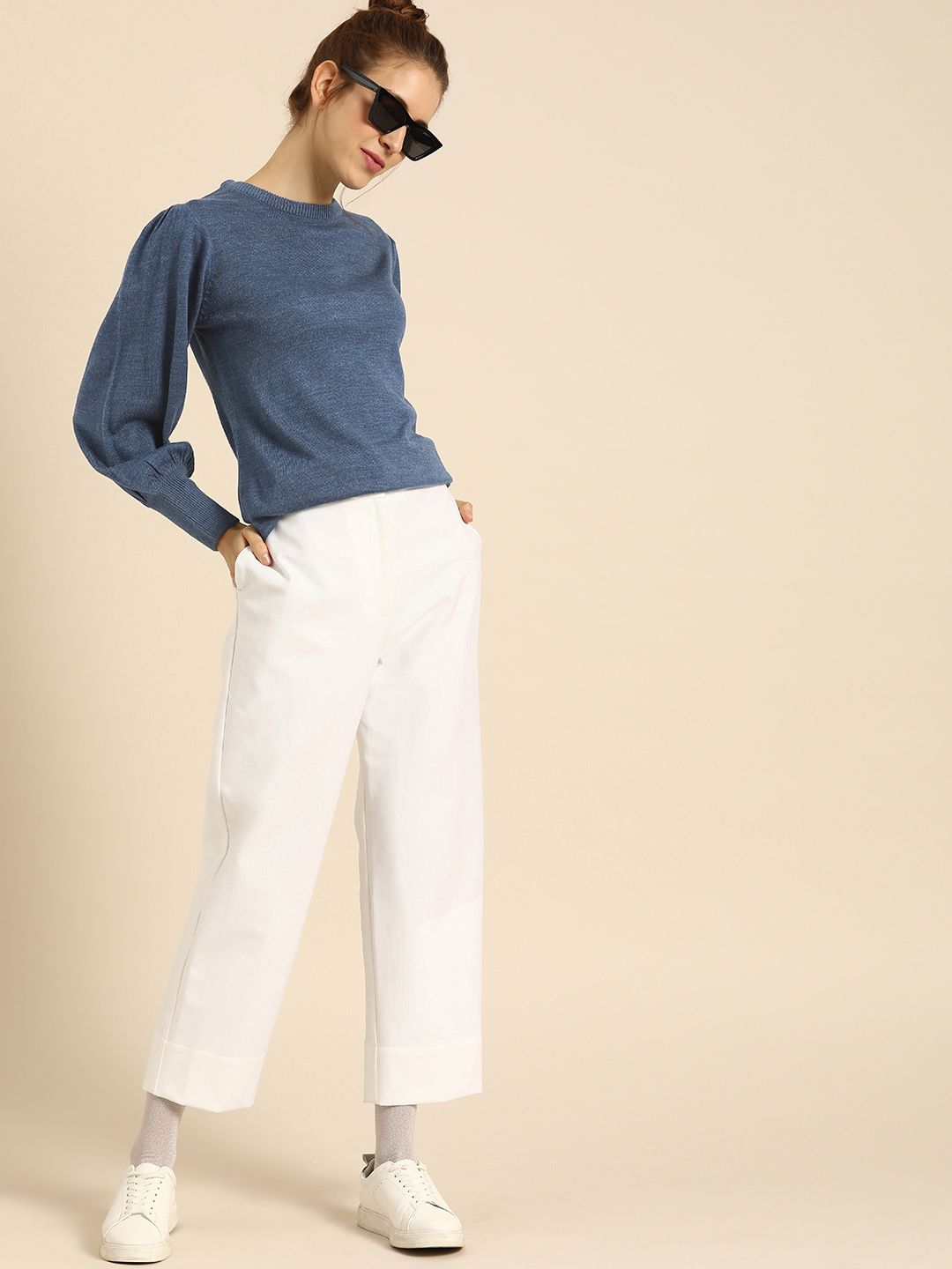 DressBerry Women Blue Solid Sweater Price in India