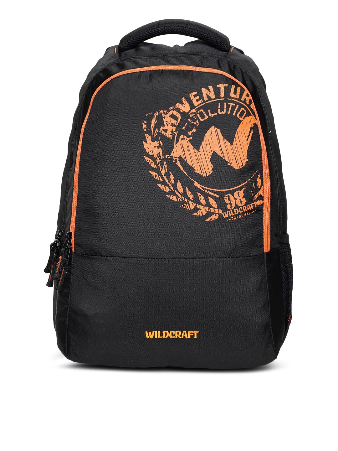 Wildcraft Unisex Black & Orange Brand Logo Print Backpack Price in India