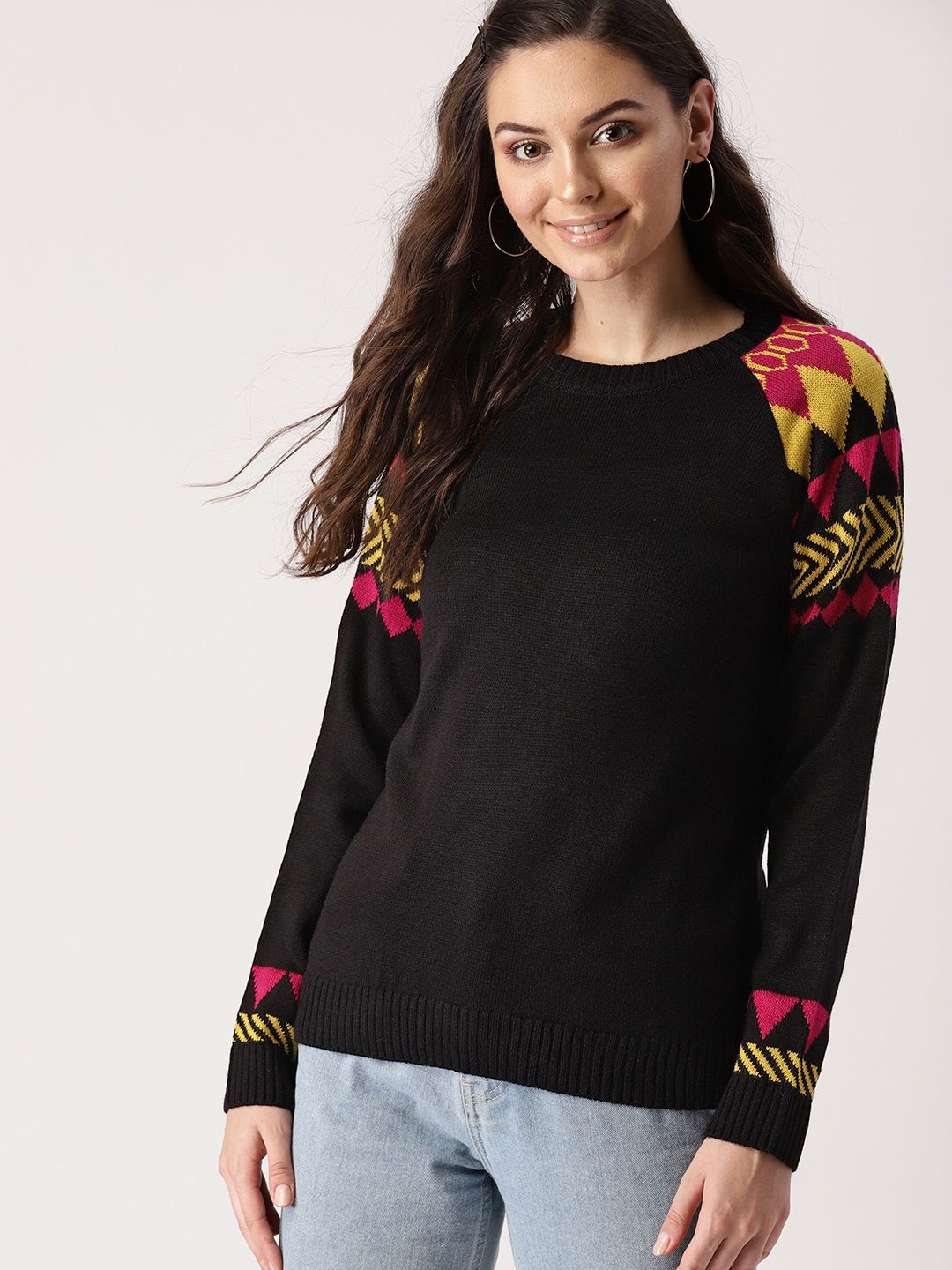 DressBerry Women Black Solid Sweater Price in India