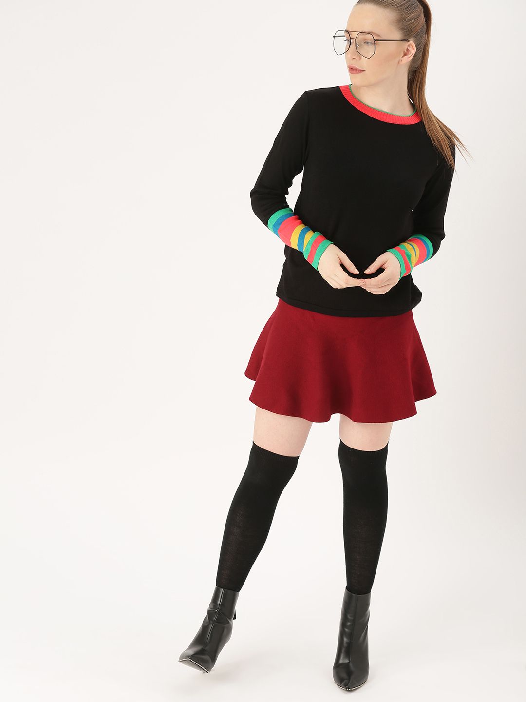DressBerry Women Black Solid Sweater Price in India