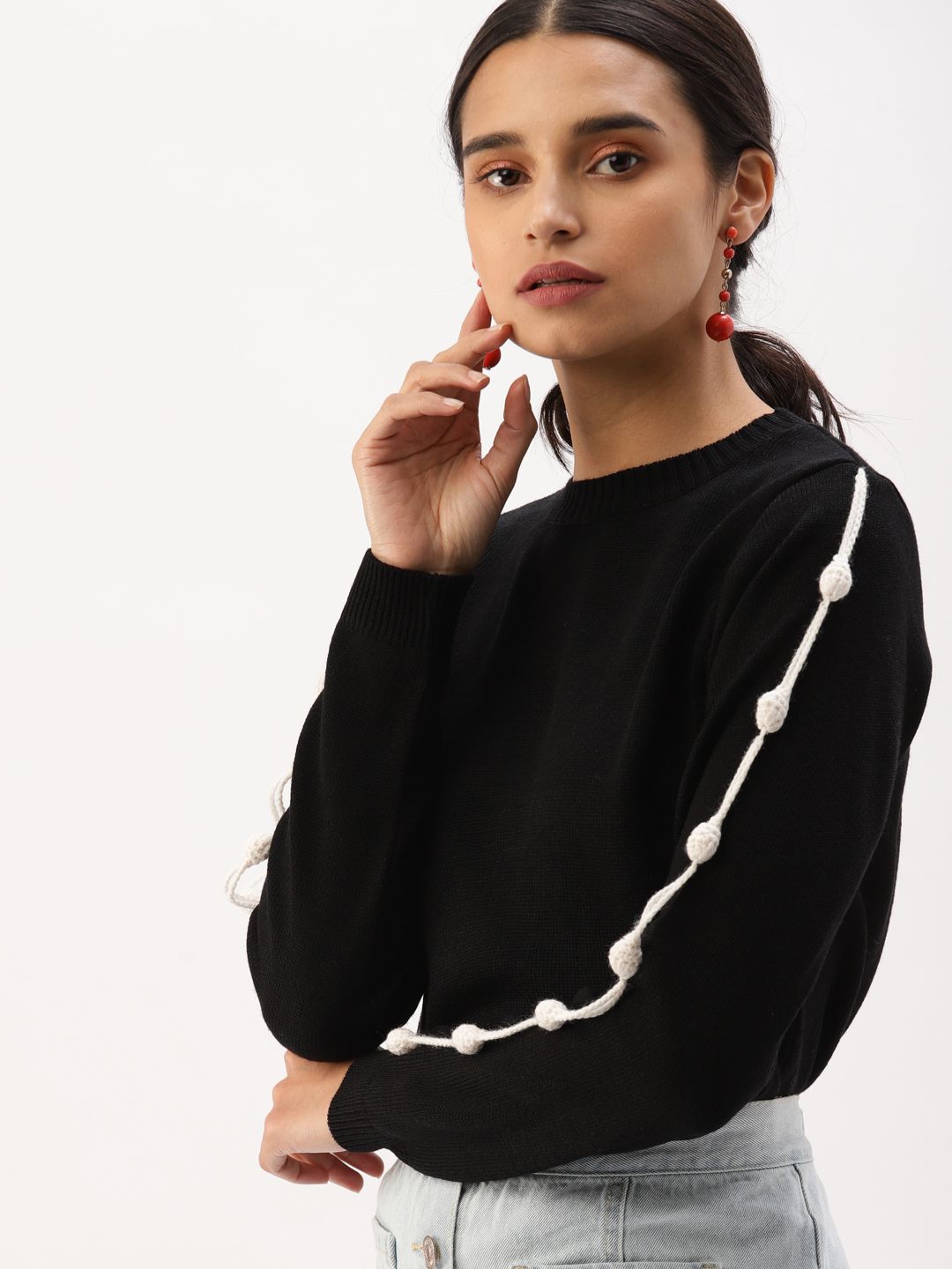 DressBerry Women Black Solid Sweater Price in India